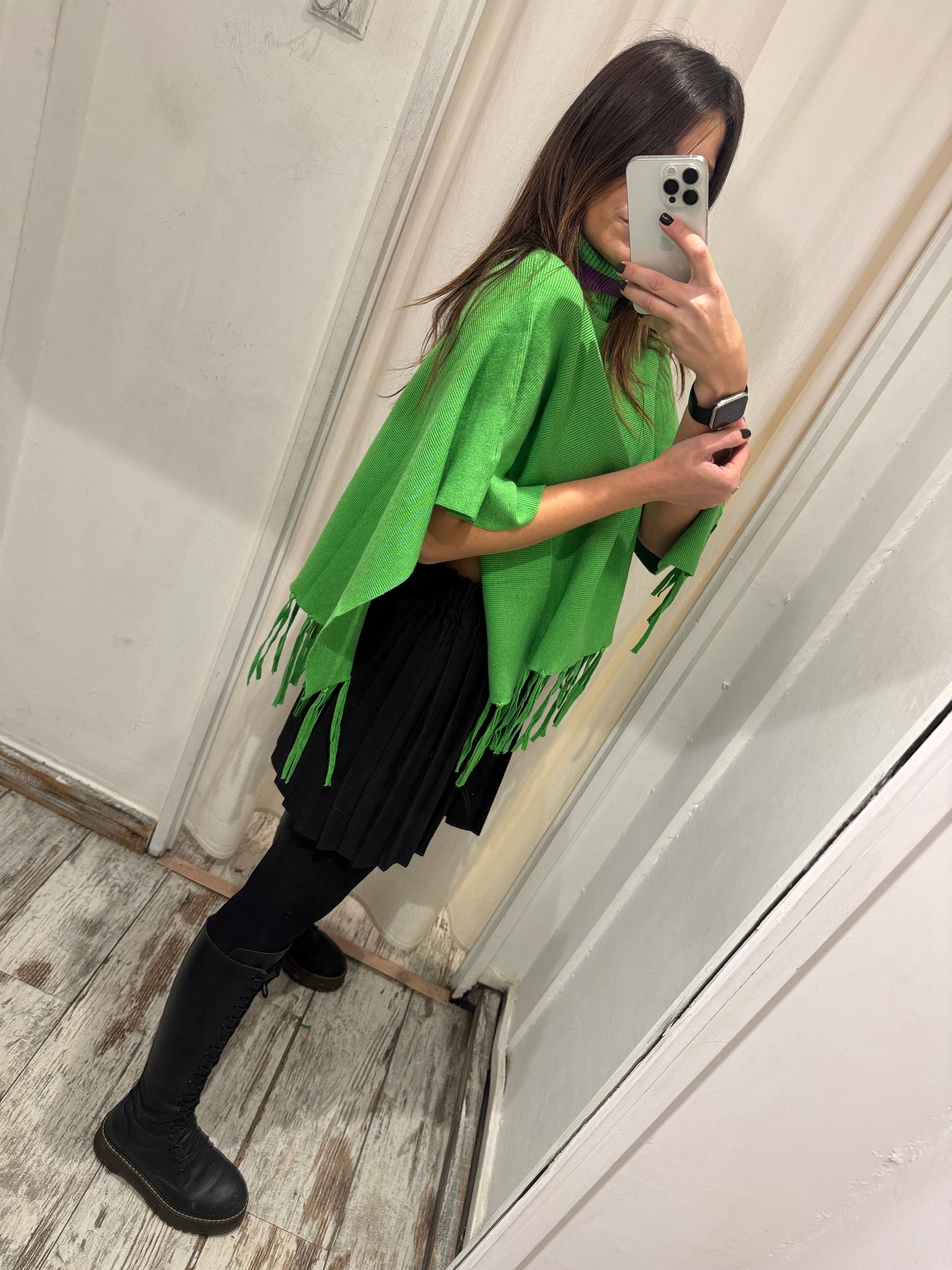 PONCHO COLLO ALTO VERDE E VIOLA
