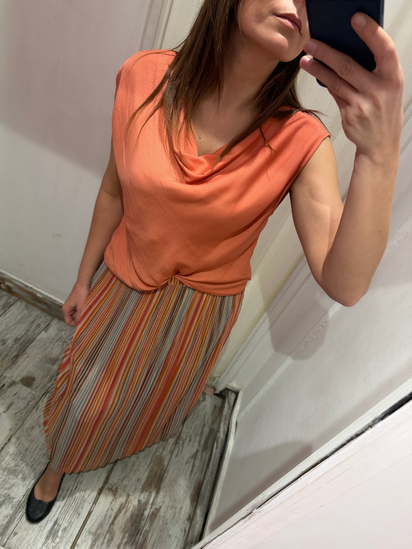 NEW COLLECTION - BLUSA LES COPAINS ARANCIO SATIN