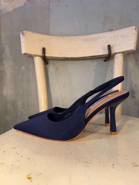 DECOLLETÈ SLINGBACK BLU TESSUTO