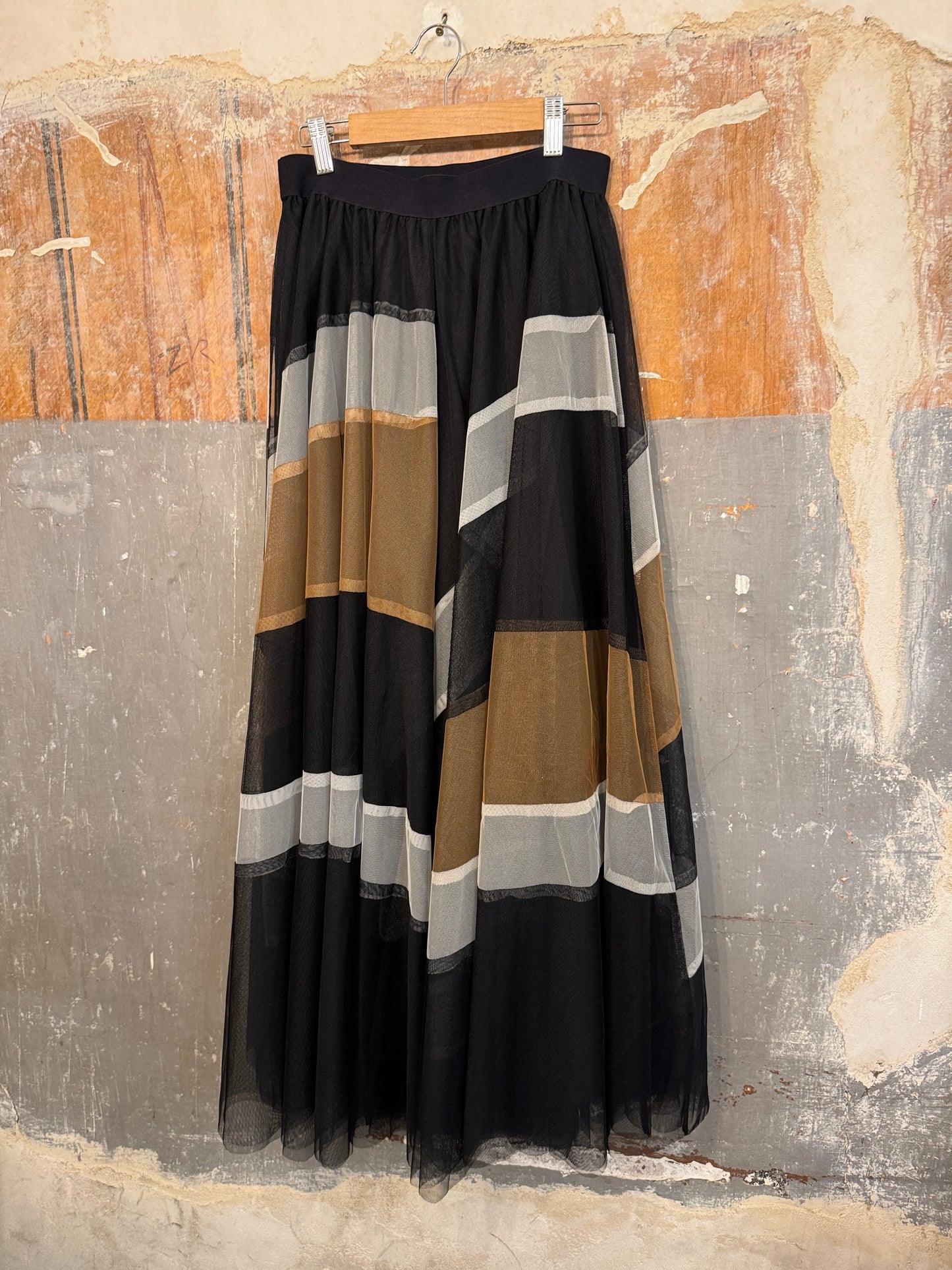 GONNA TULLE TWIN SET U&B NERO E MARRONE