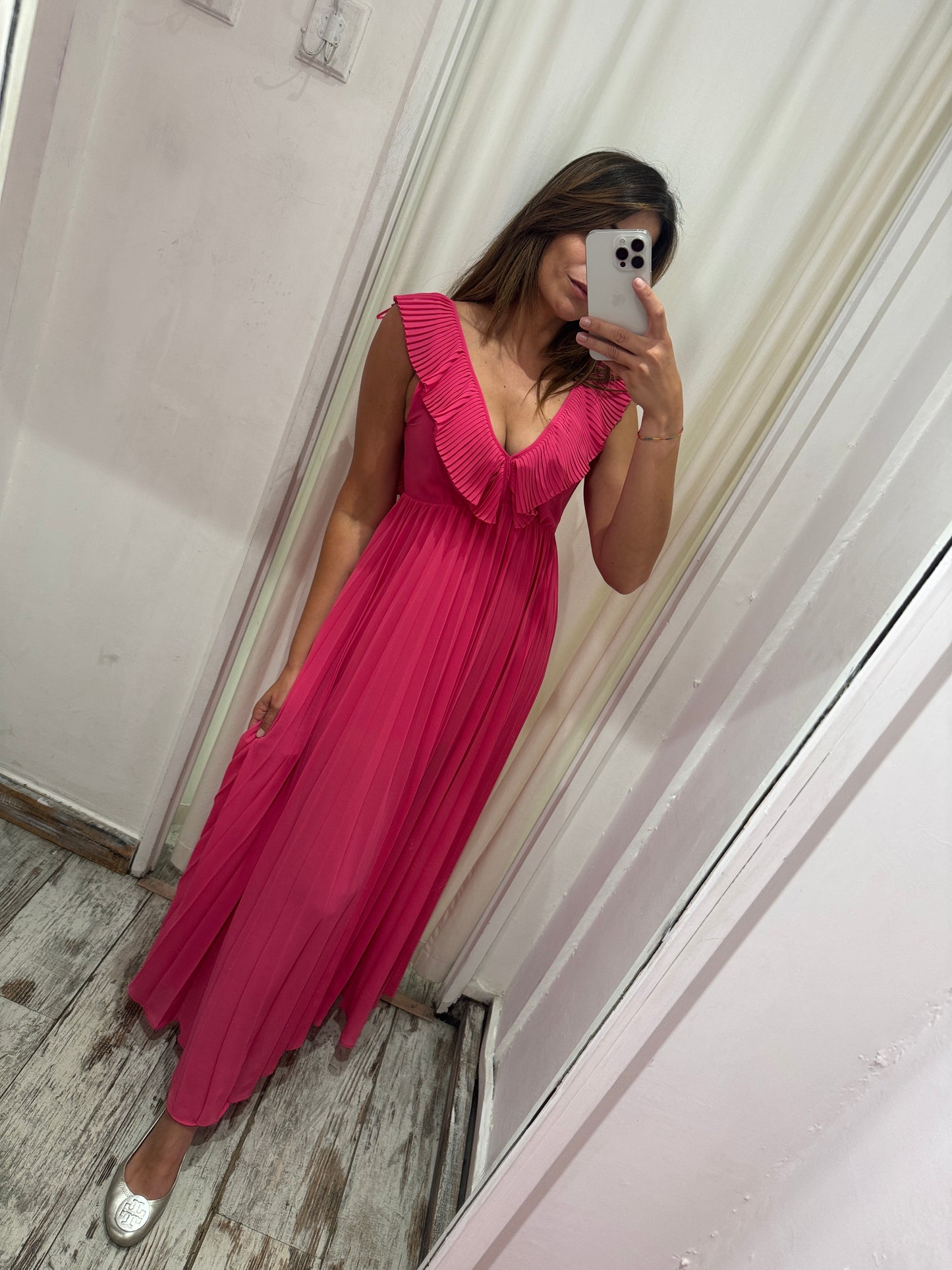 ABITO TWINSET FUCSIA PLISSÈ