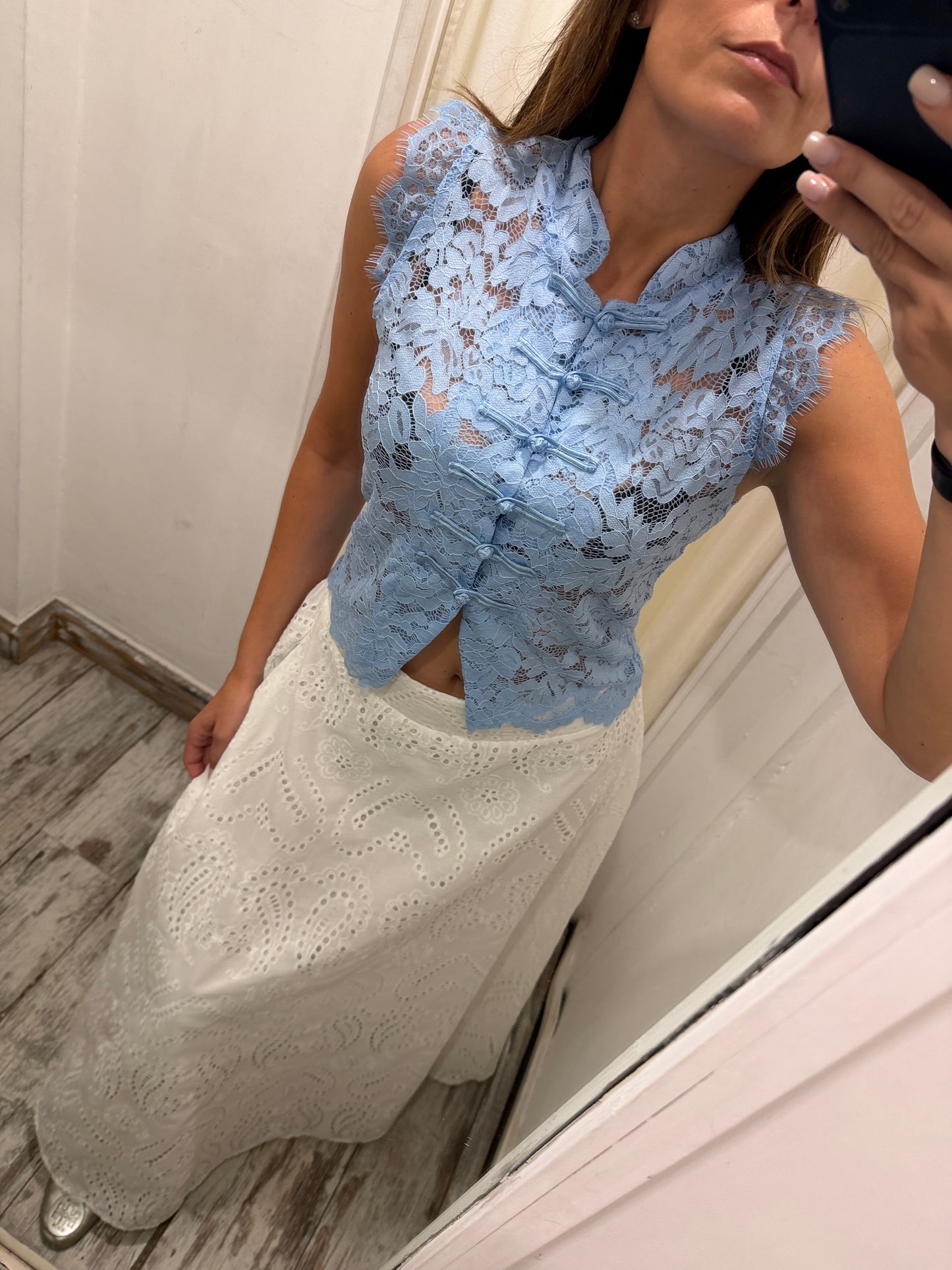 CAMICIA COREANA PIZZO CELESTE