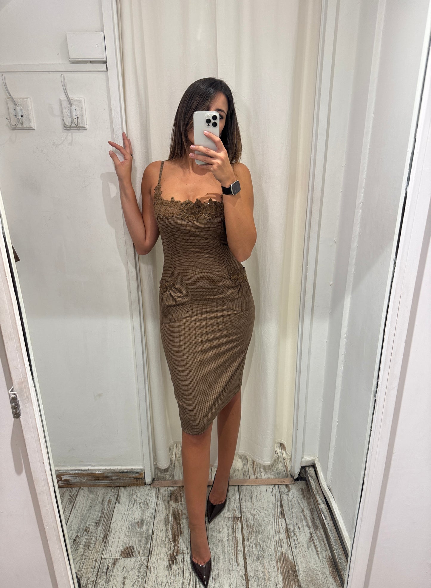 TUBINO ERMANNO SCERVINO PIED DE POULE MARRONE