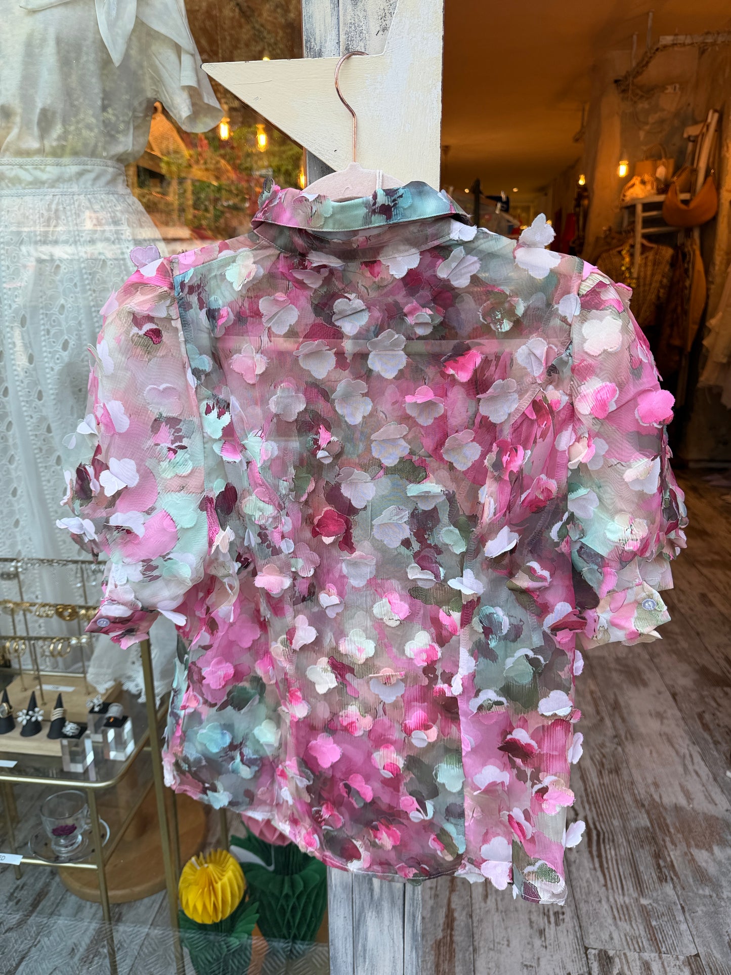 NEW COLLECTION - CAMICIA PETALI ROSA E VERDE