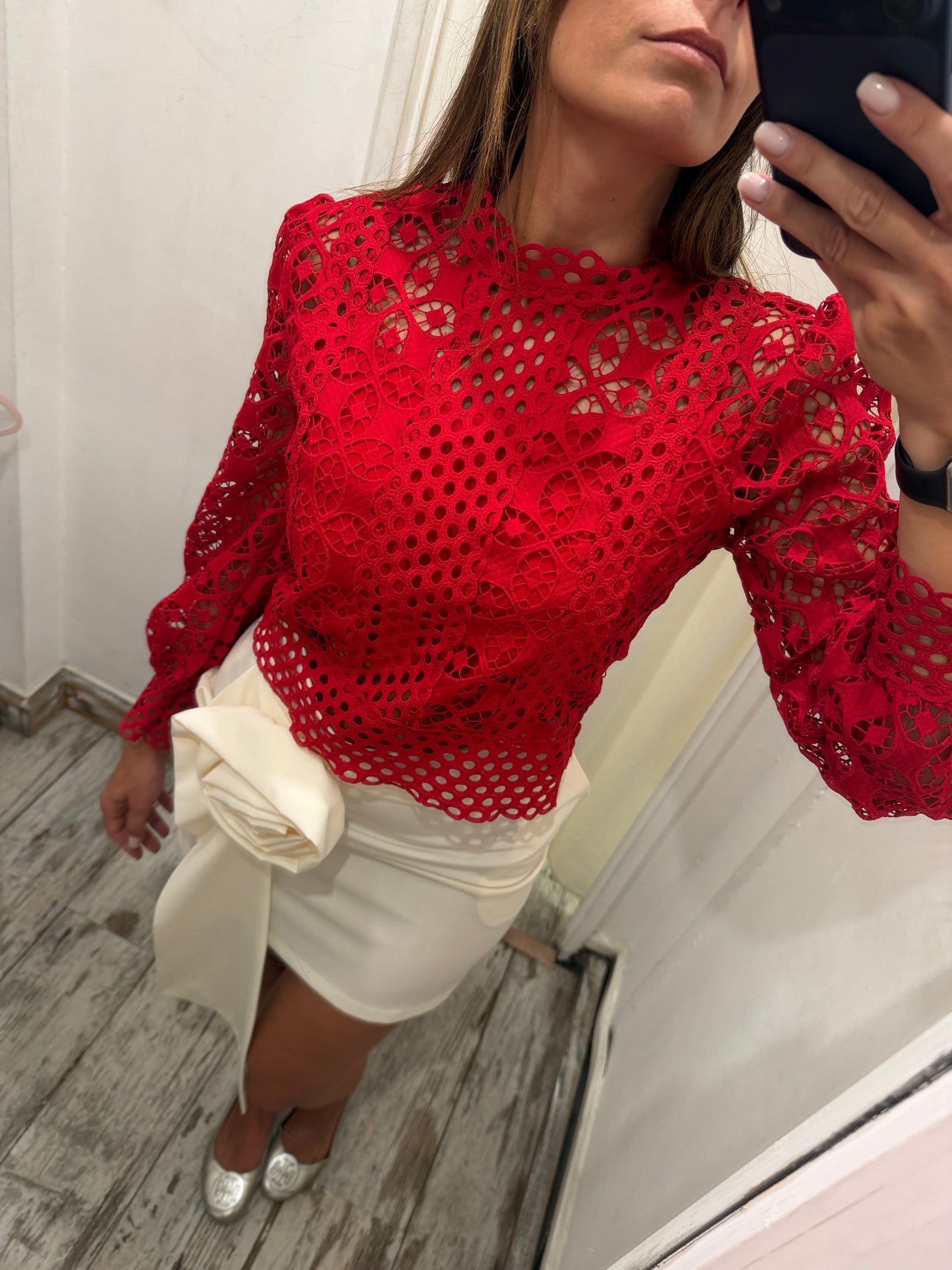 BLUSA MACRAMÈ ROSSA