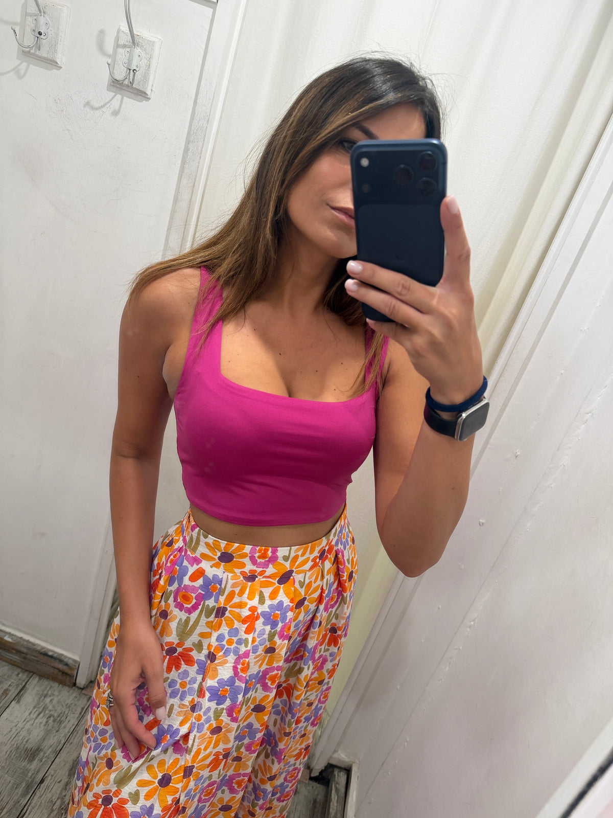 TOP CROP IN LYCRA CICLAMINO