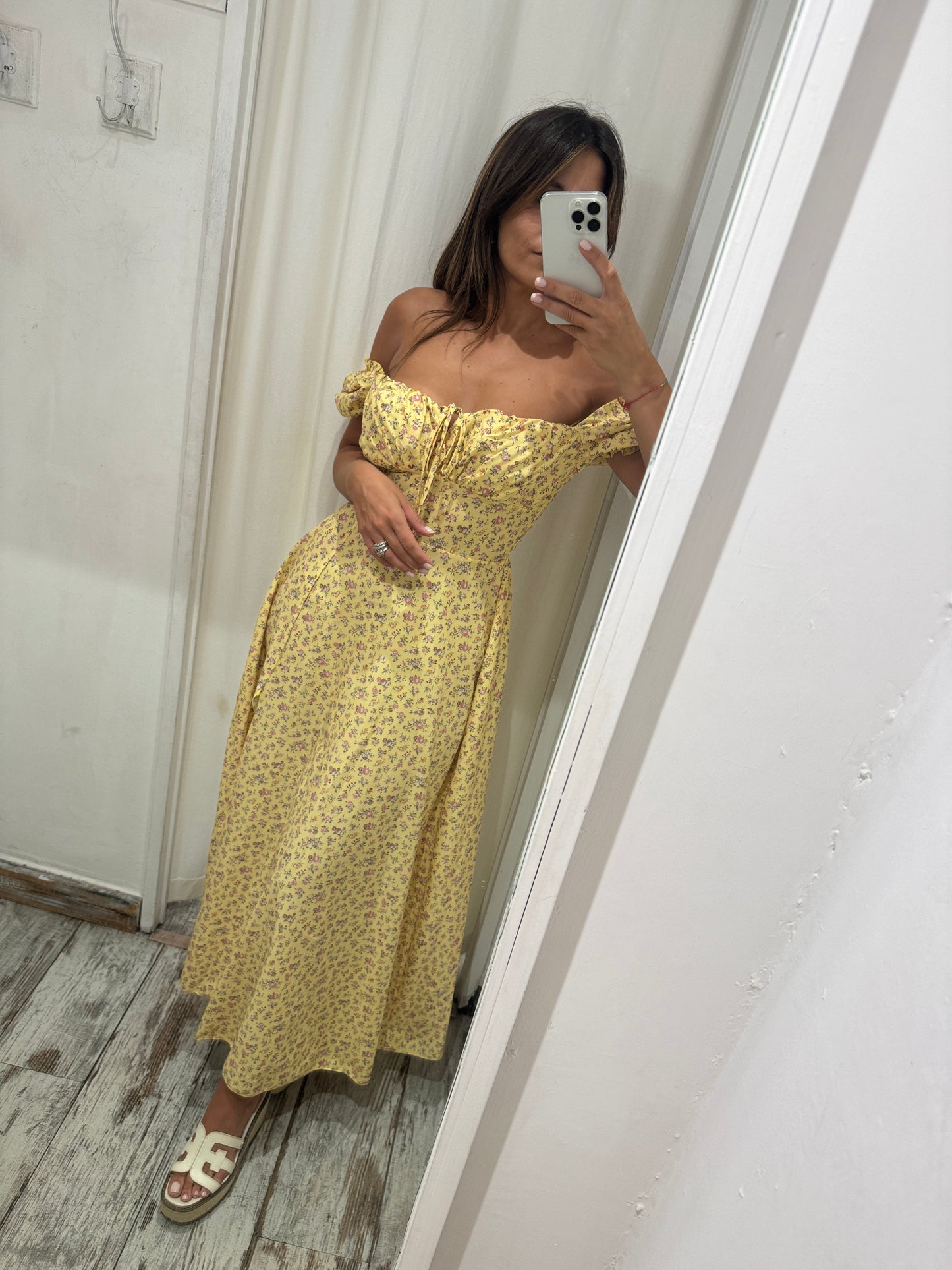 ABITO LUNGO GIALLO FLOREALE
