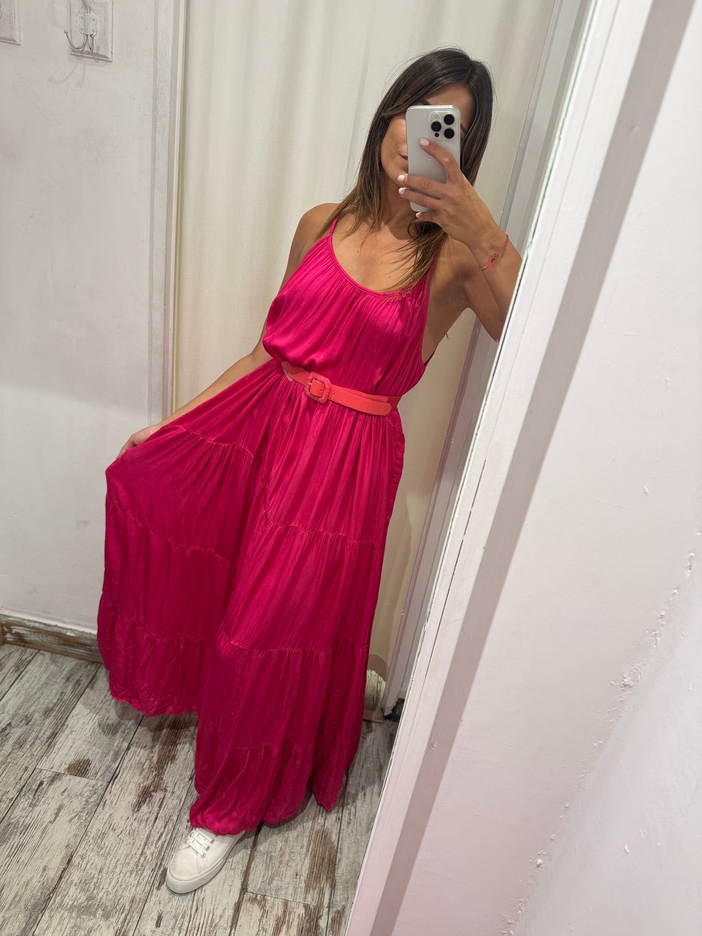 ABITO FUCSIA SATIN LUNGO