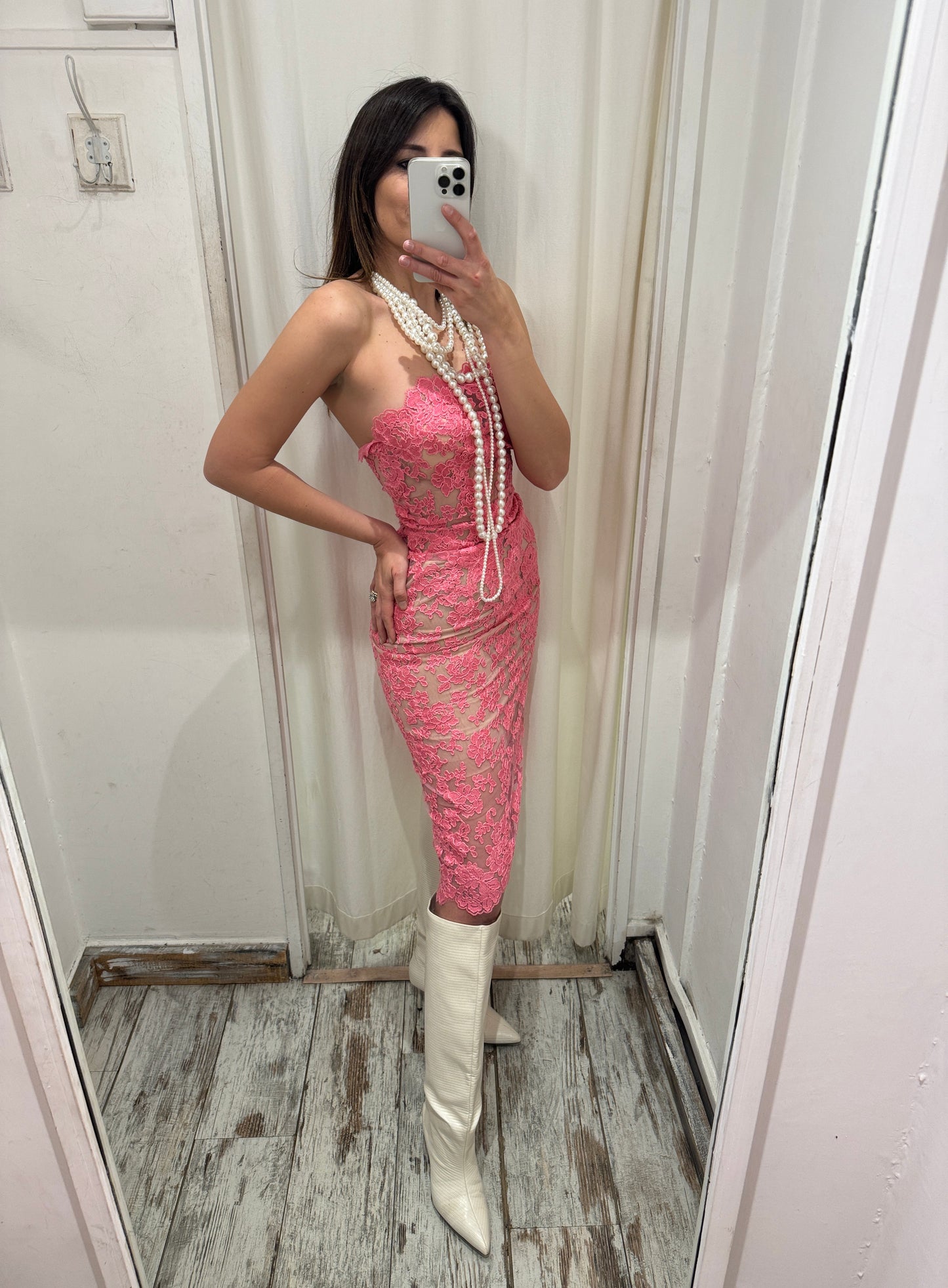 ABITO BUSTIER ERMANNO SCERVINO PIZZO SALMONE