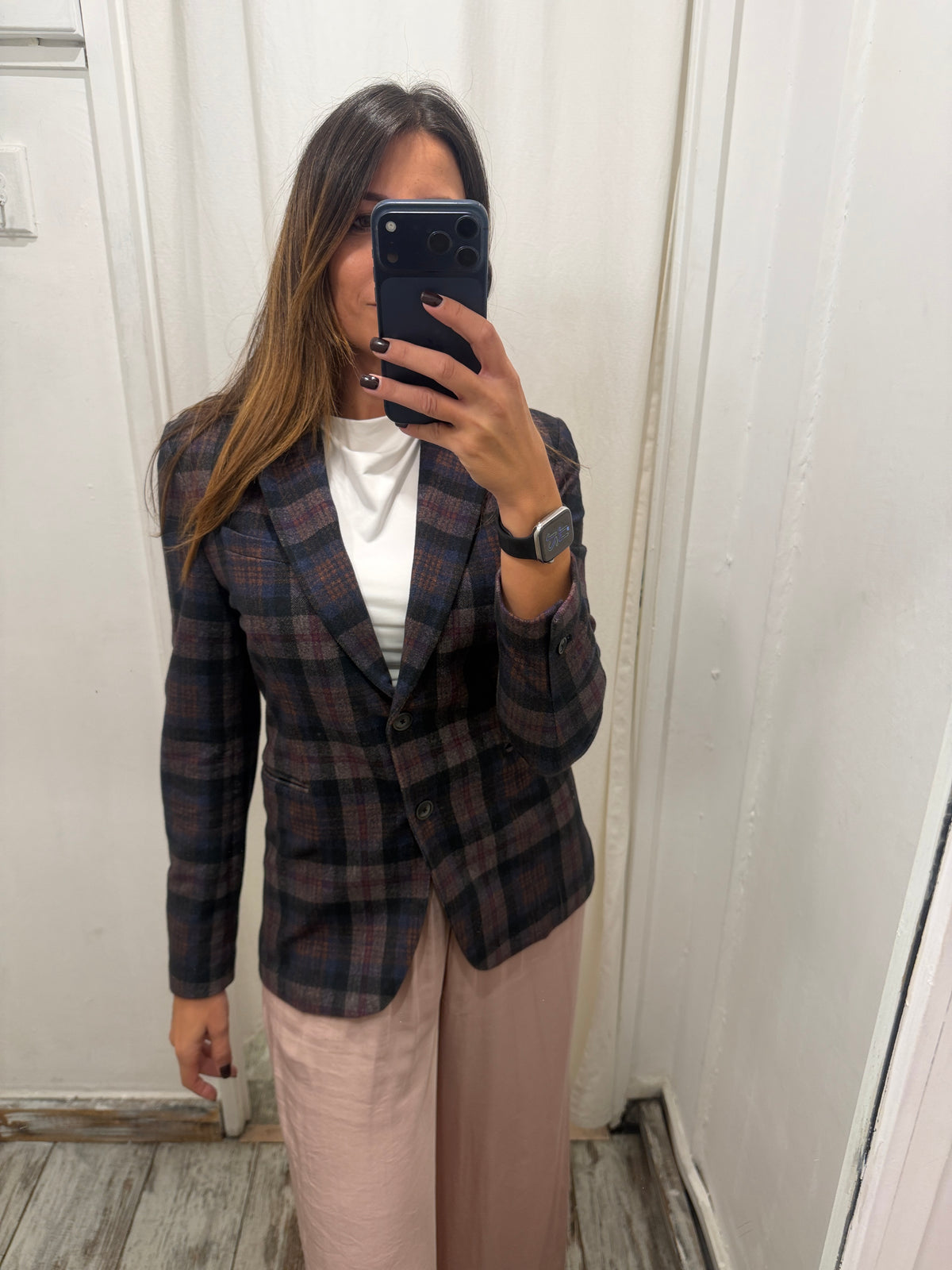 BLAZER CIRCOLO TARTAN BLU E BORDEAUX