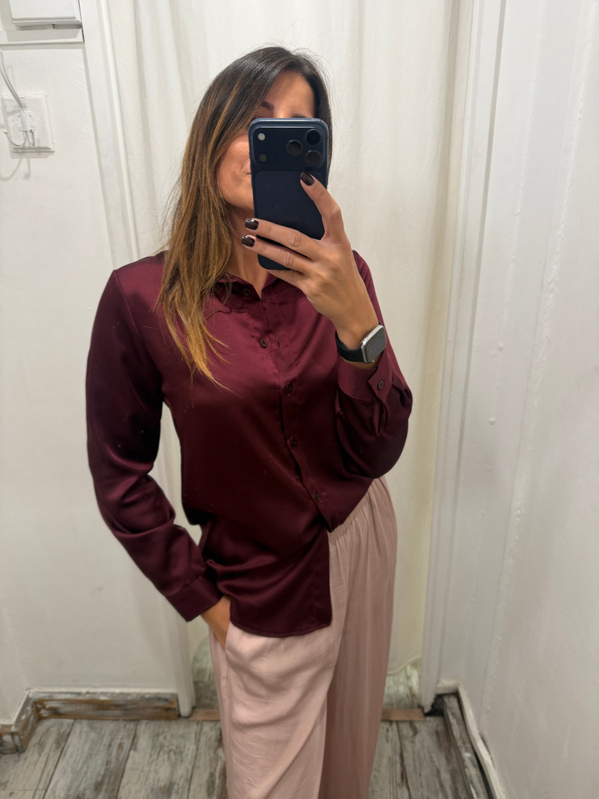 CAMICIA SATIN BORDEAUX