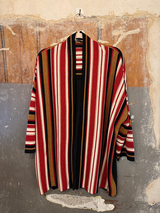 NEW COLLECTION - CARDIGAN KAOS RIGHE ROSSO NERO PANNA E BRONZO