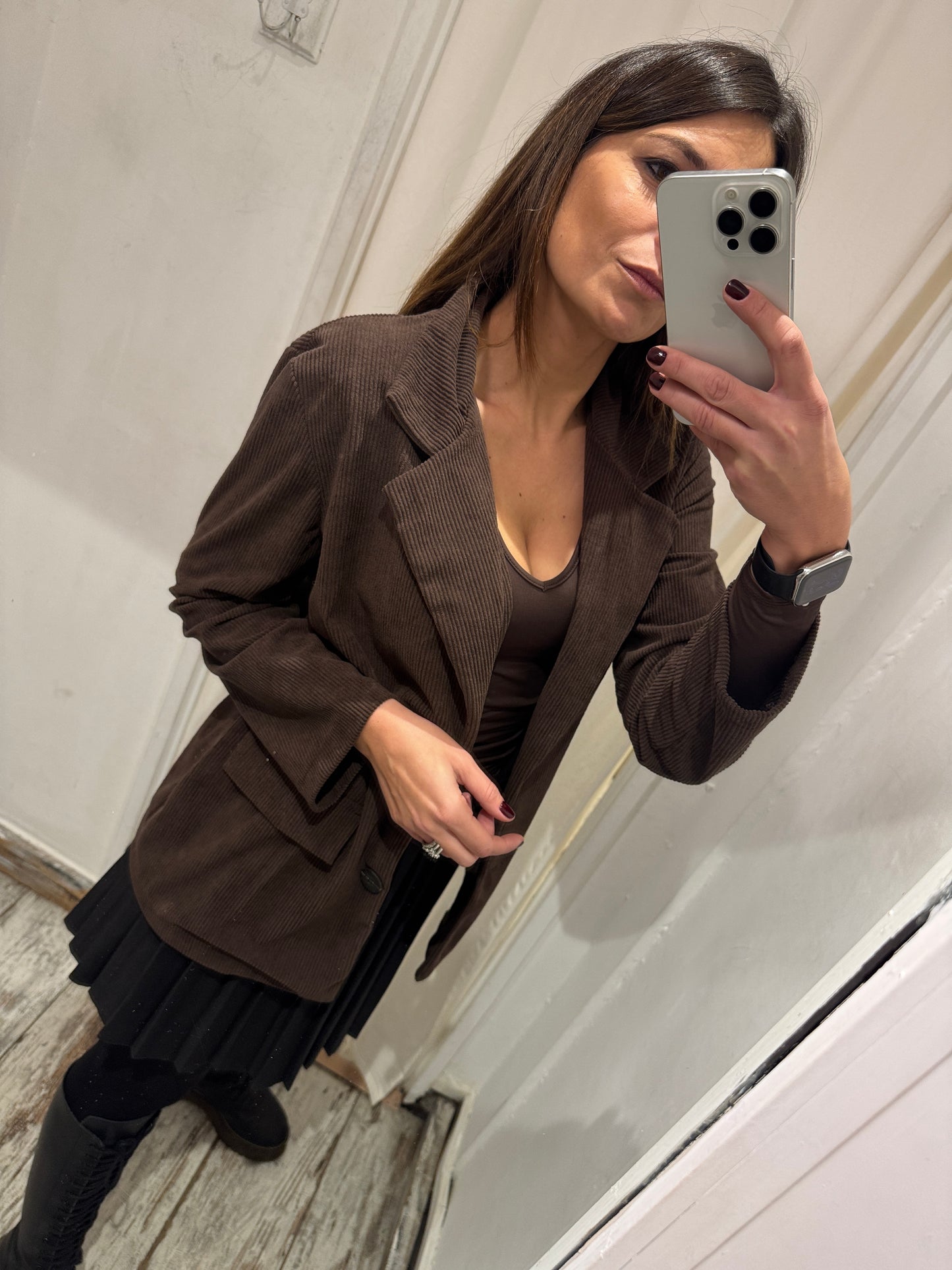 BLAZER VELLUTO COSTINE MARRONE