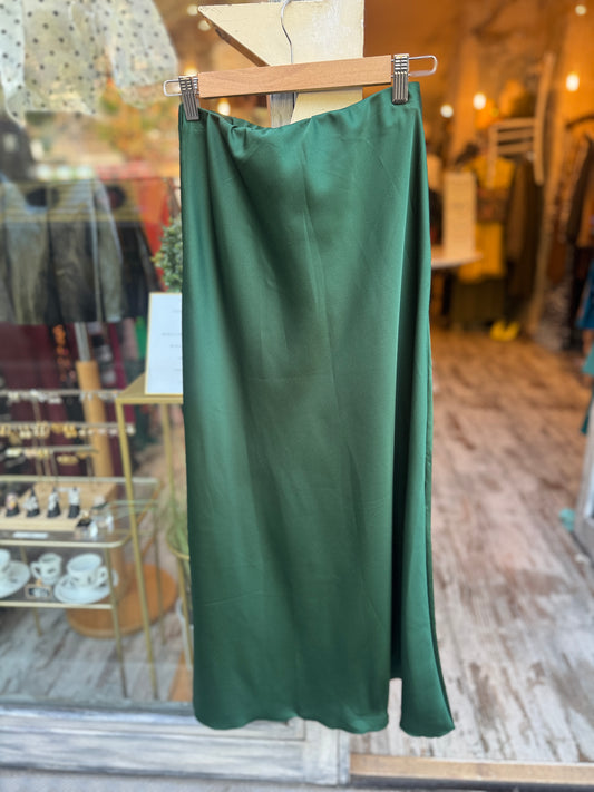 GONNA MIDÌ SATIN VERDE