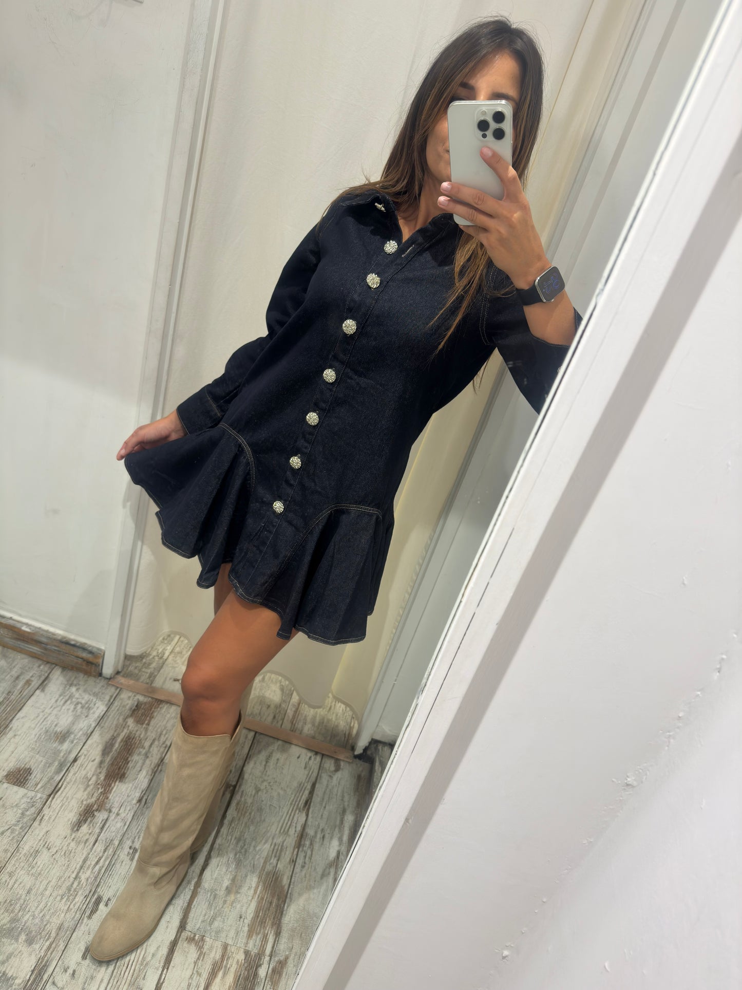 ABITO CHEMISIER DENIM SCURO