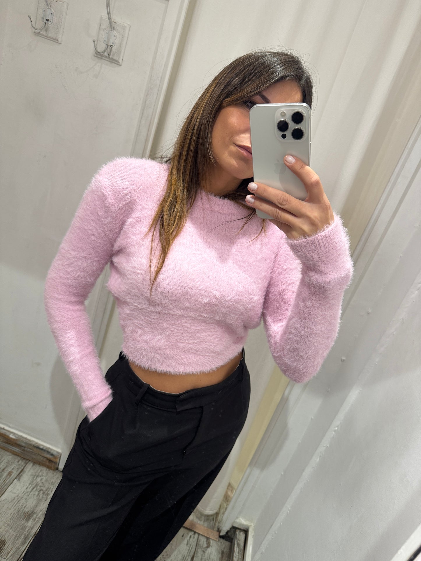 MAGLIA CROP PELUCHE