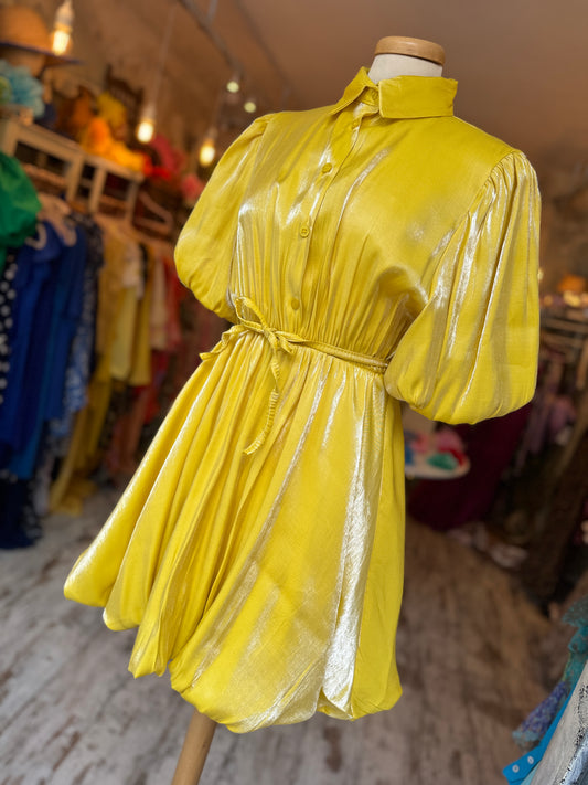 ABITO CHEMISIER GIALLO SATIN
