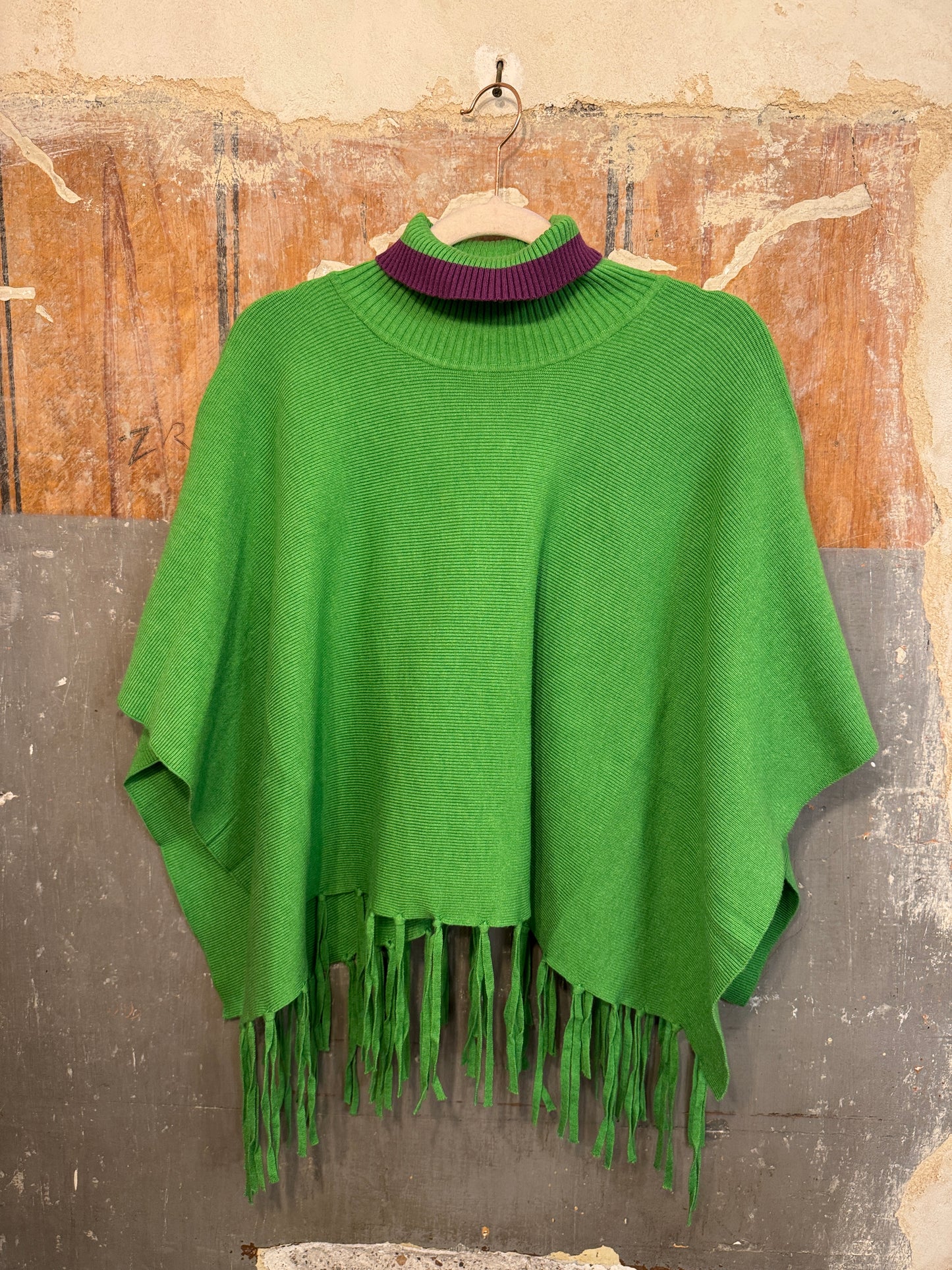 PONCHO COLLO ALTO VERDE E VIOLA