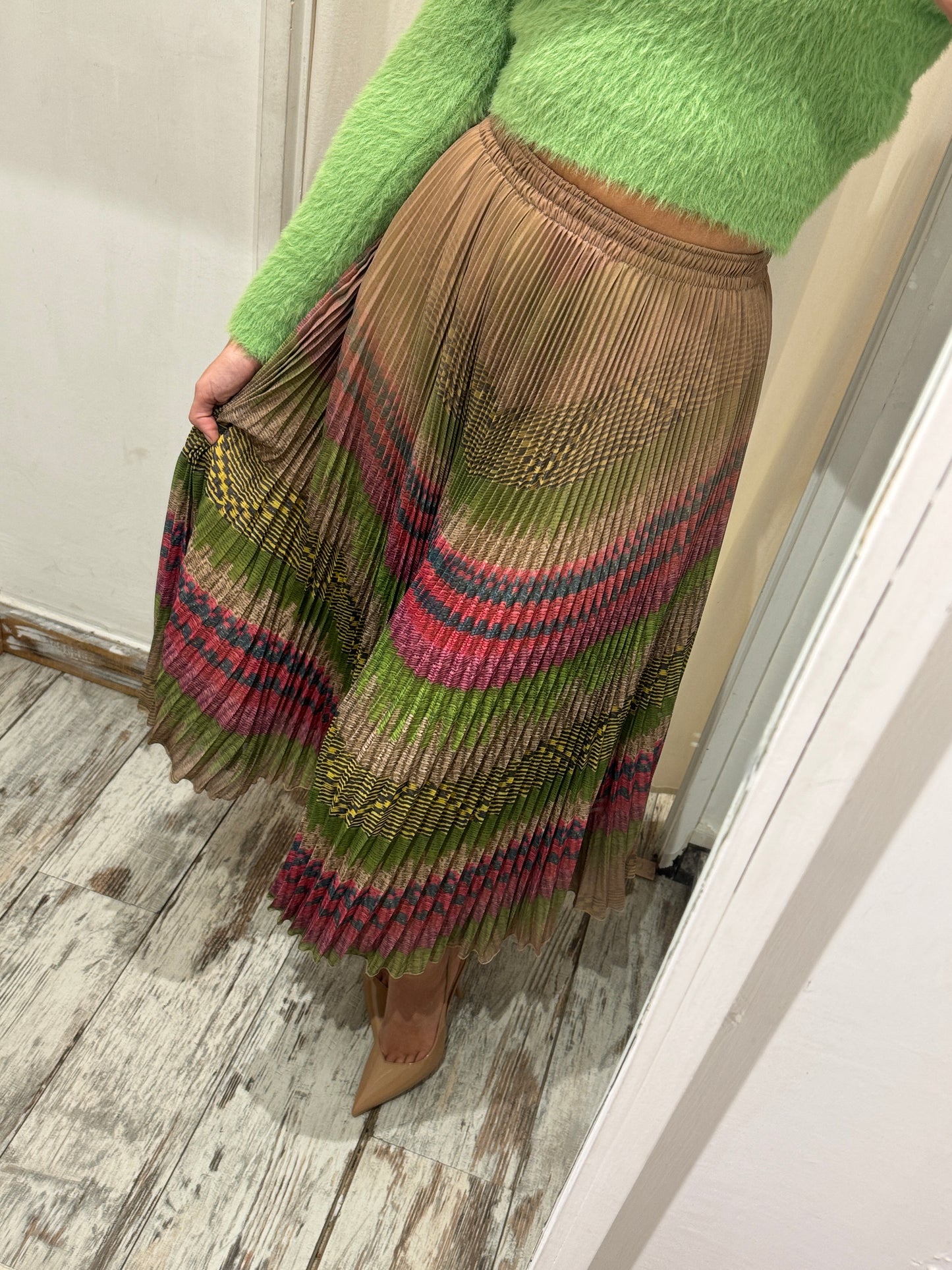 GONNA MIDÌ ERMANNO SCERVINO PLISSÈ MULTICOLORE