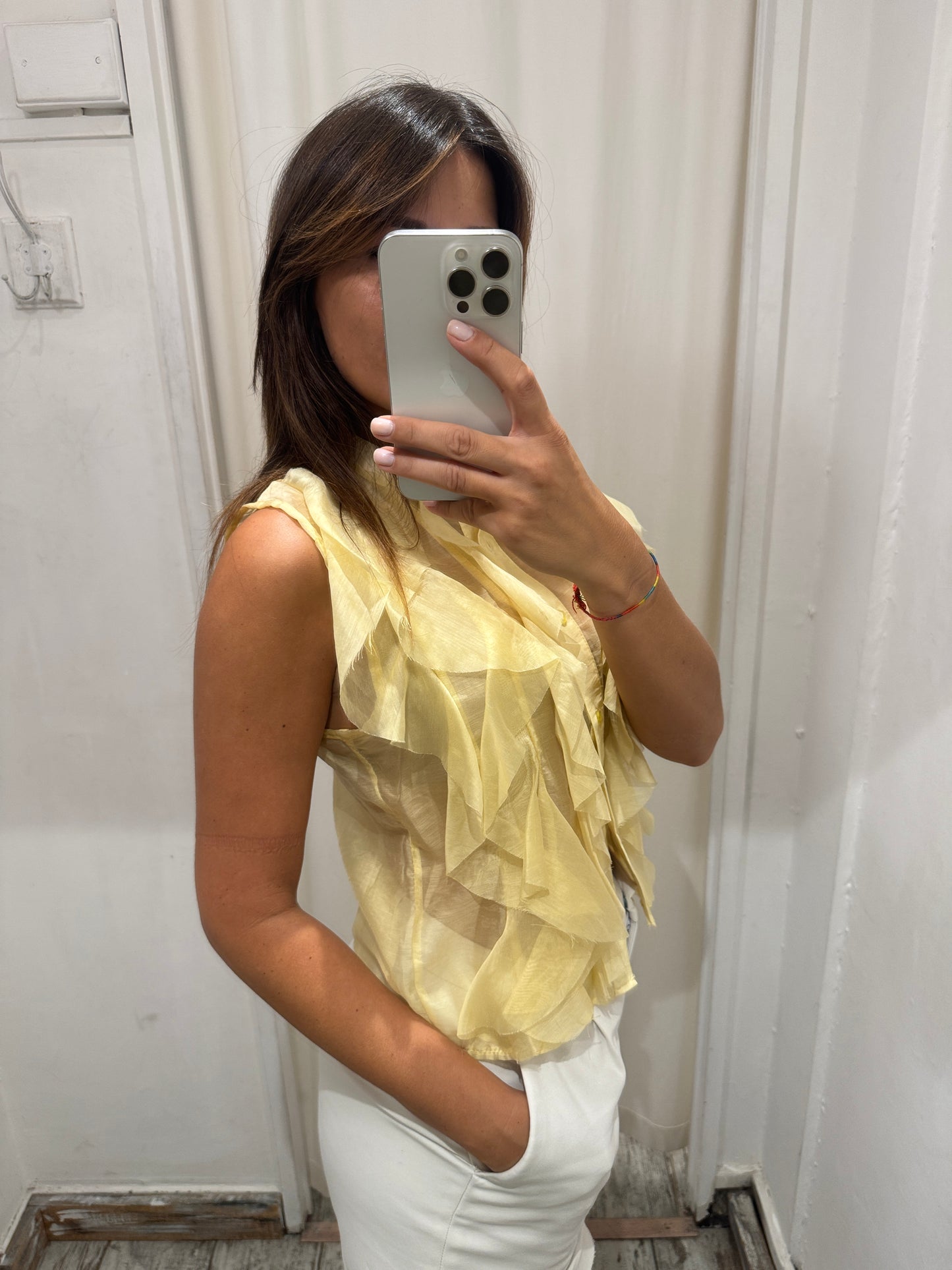 CAMICIA GIALLA CON ROUCHES