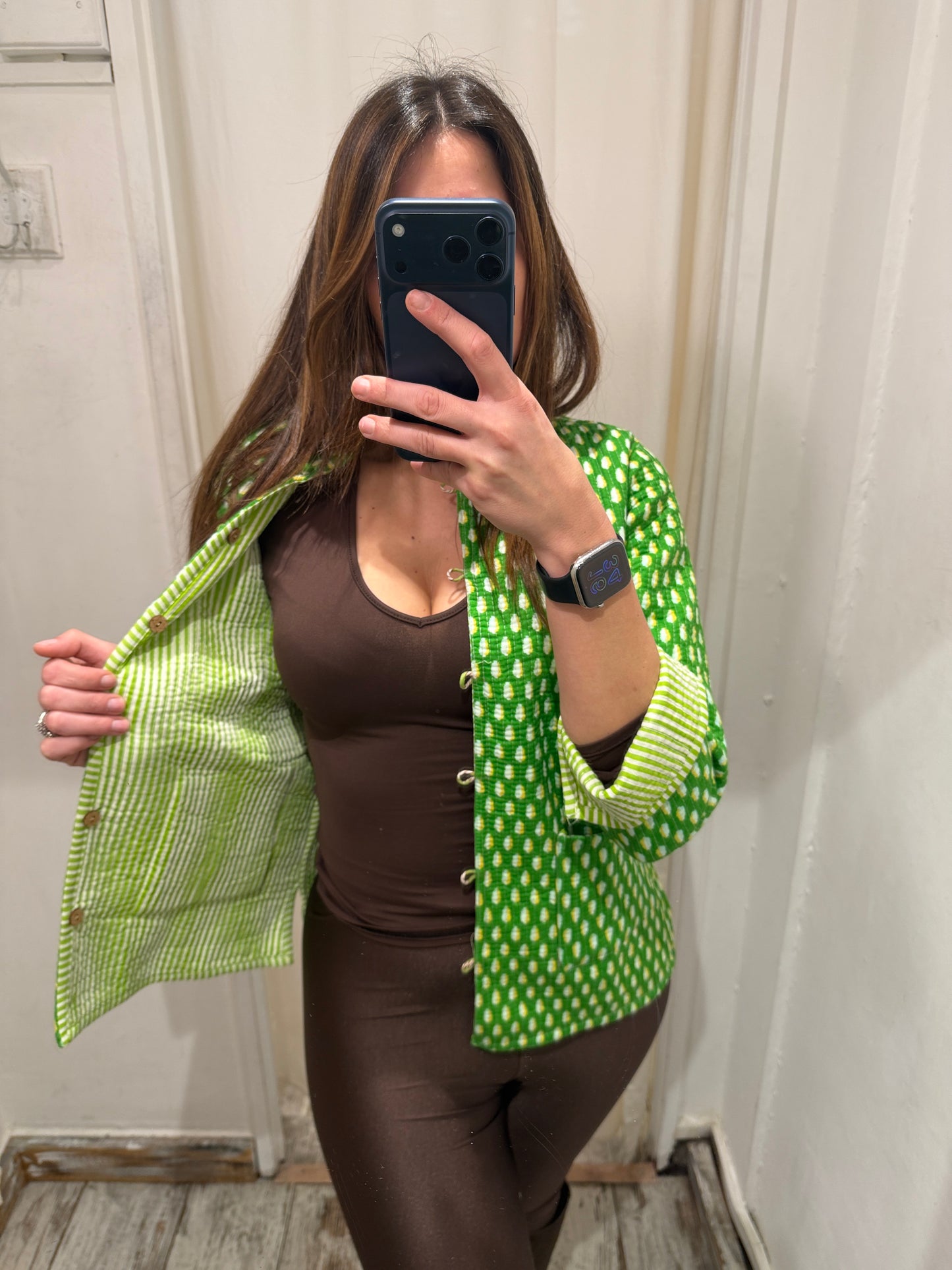 NEW COLLECTION - GIACCA ETNICA DOUBLE FACE VERDE