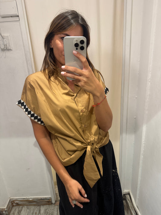 CAMICIA OVER BISCOTTO CON NODO