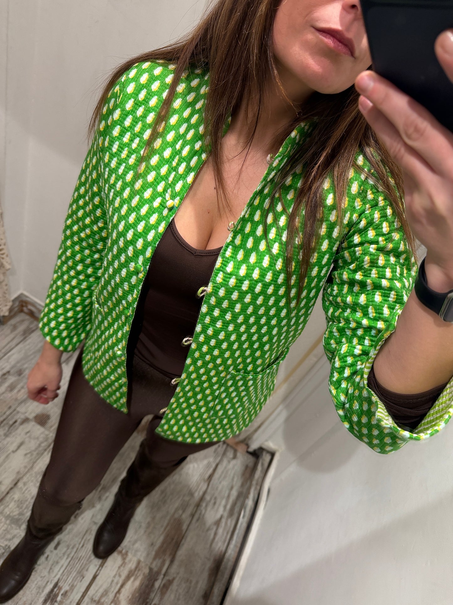NEW COLLECTION - GIACCA ETNICA DOUBLE FACE VERDE