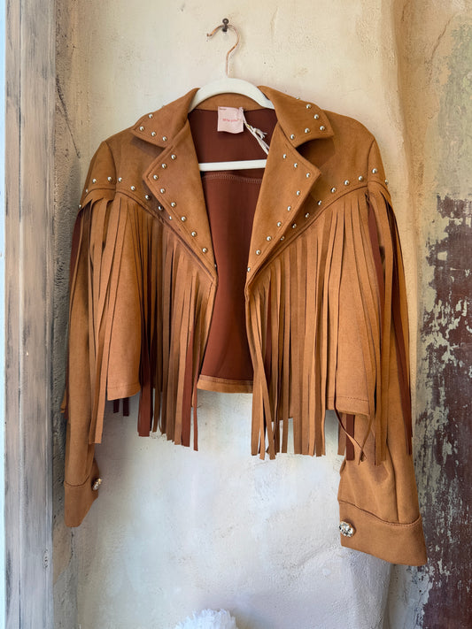 GIUBBINO FRANGE SUEDE CAMMELLO