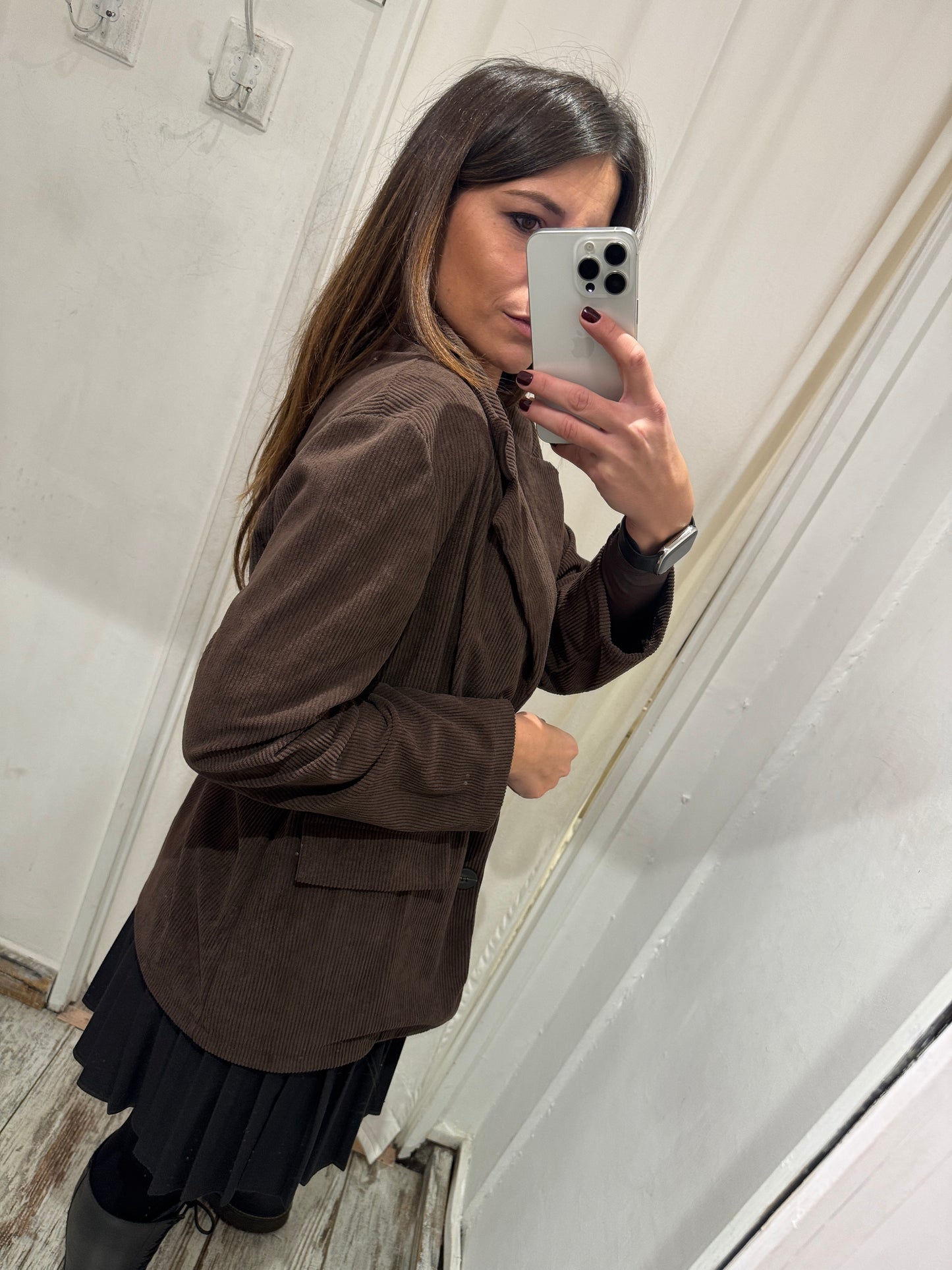 BLAZER VELLUTO COSTINE MARRONE