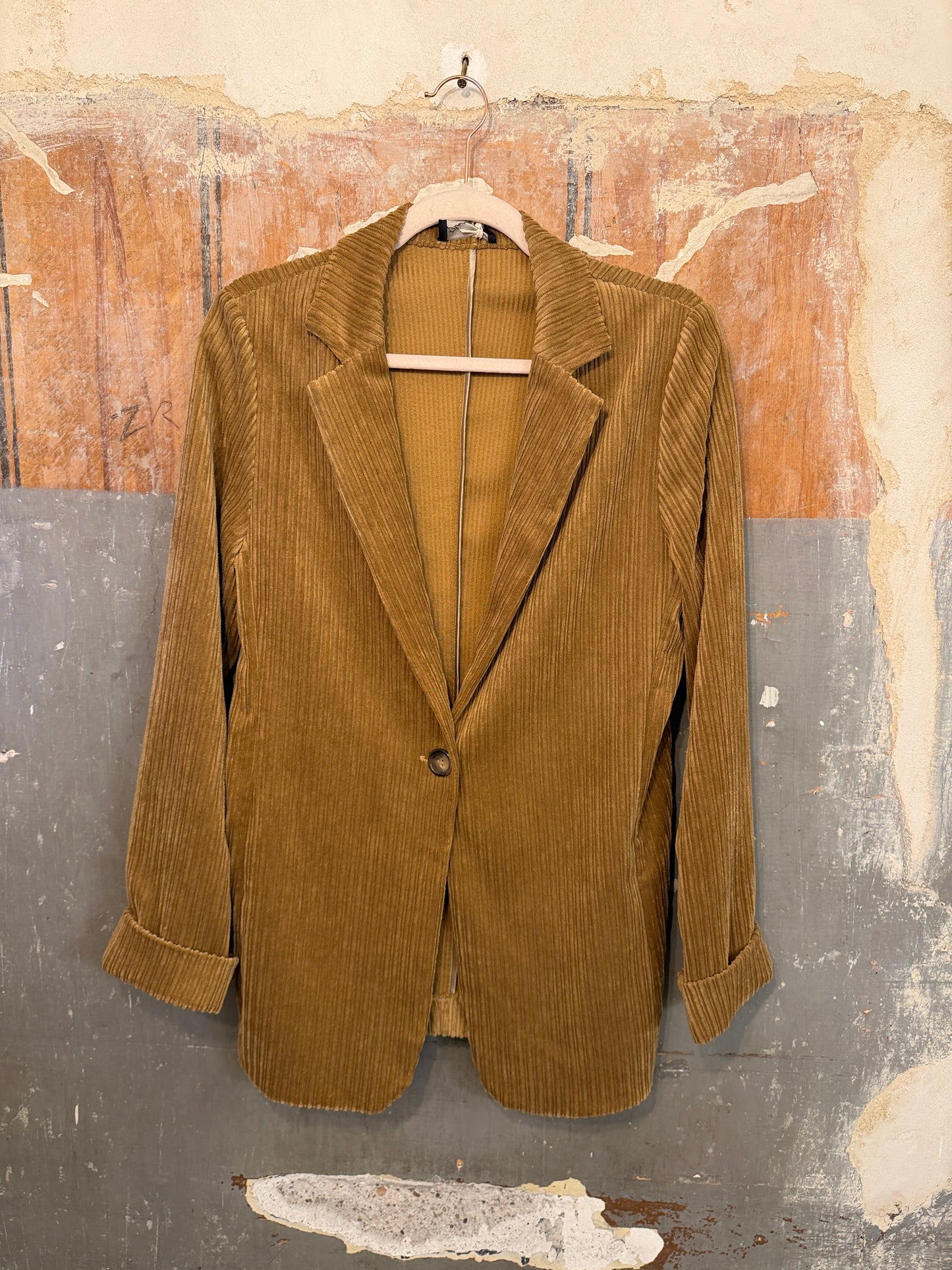 NEW COLLECTION - BLAZER PLACE ME VELLUTO MILLERIGHE CAMMELLO