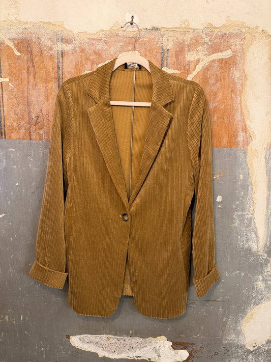 NEW COLLECTION - BLAZER PLACE ME VELLUTO MILLERIGHE CAMMELLO