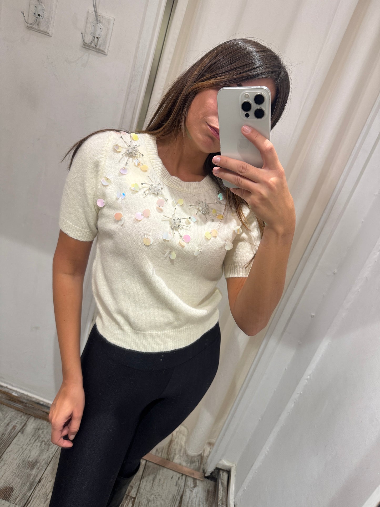 MAGLIA VIC BEE PANNA CON APPLICAZIONI