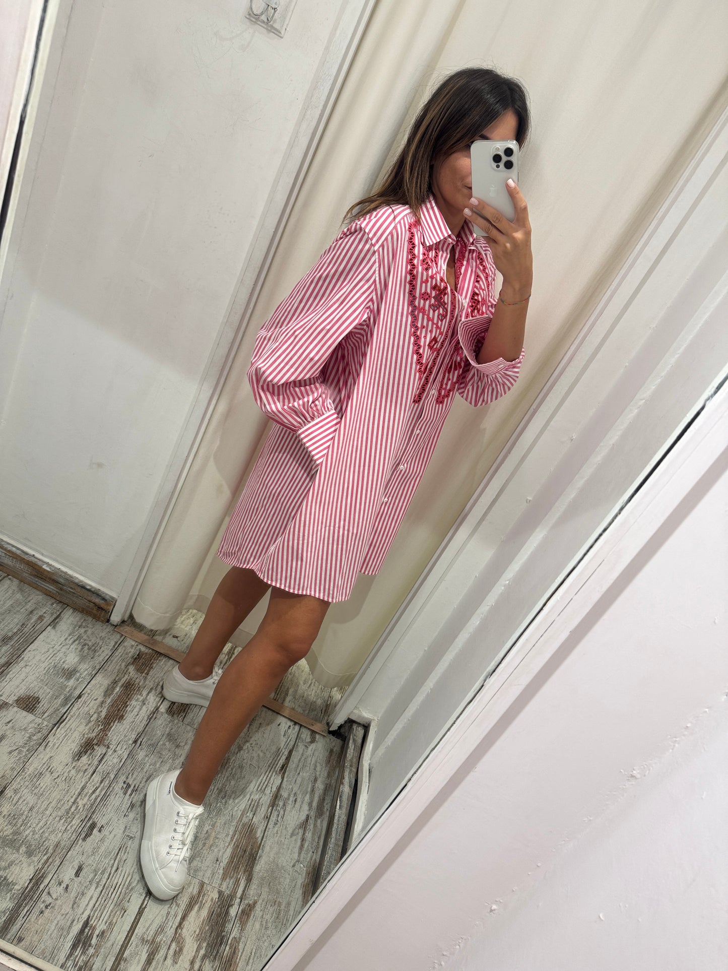 CAMICIONE ERMANNO SCERVINO A RIGHE CORALLO