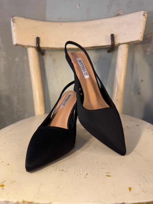 DECOLLETÈ SLINGBACK NERO TESSUTO