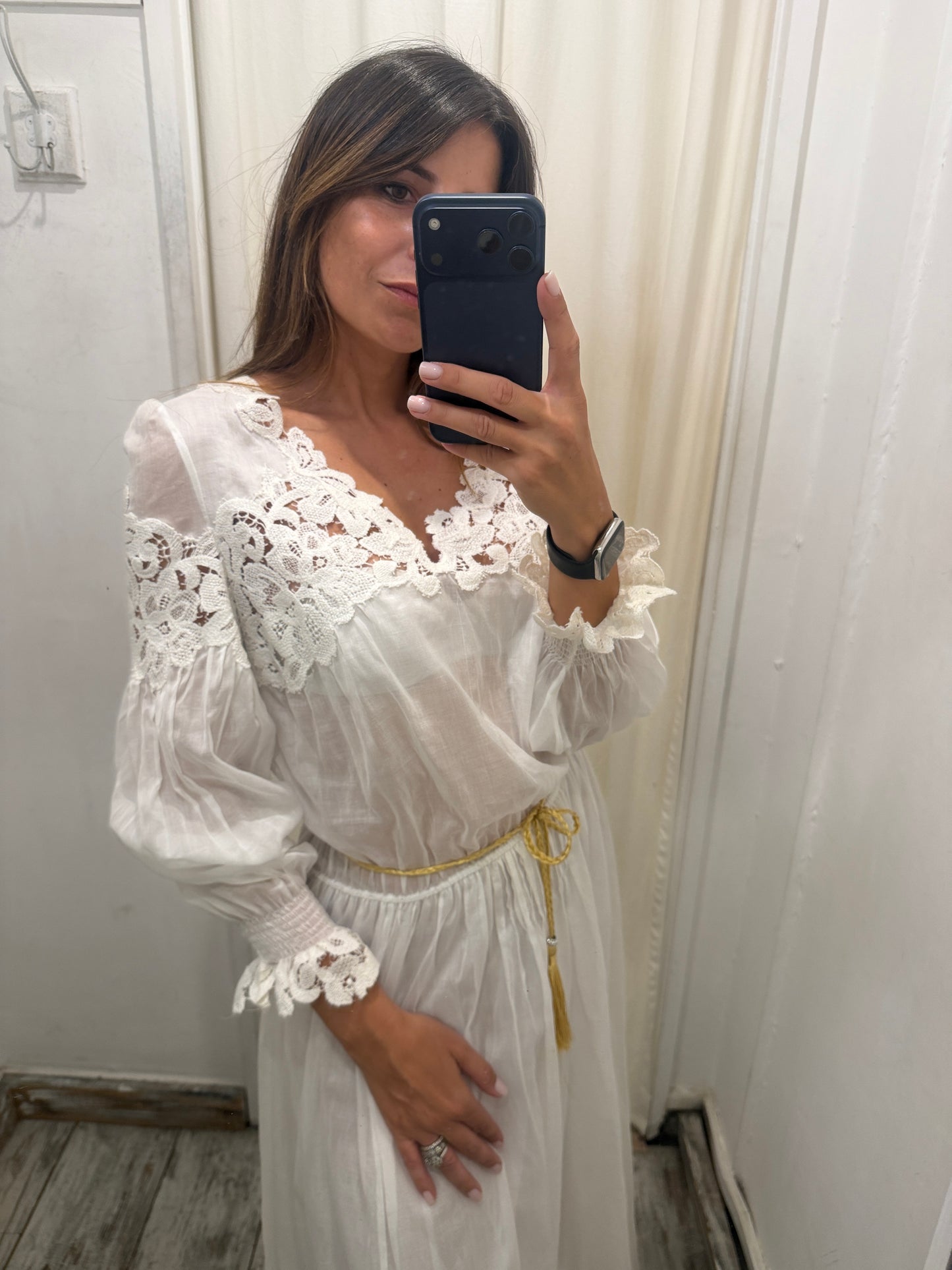 ABITO ERMANNO SCERVINO VELATO BIANCO CON PIZZO
