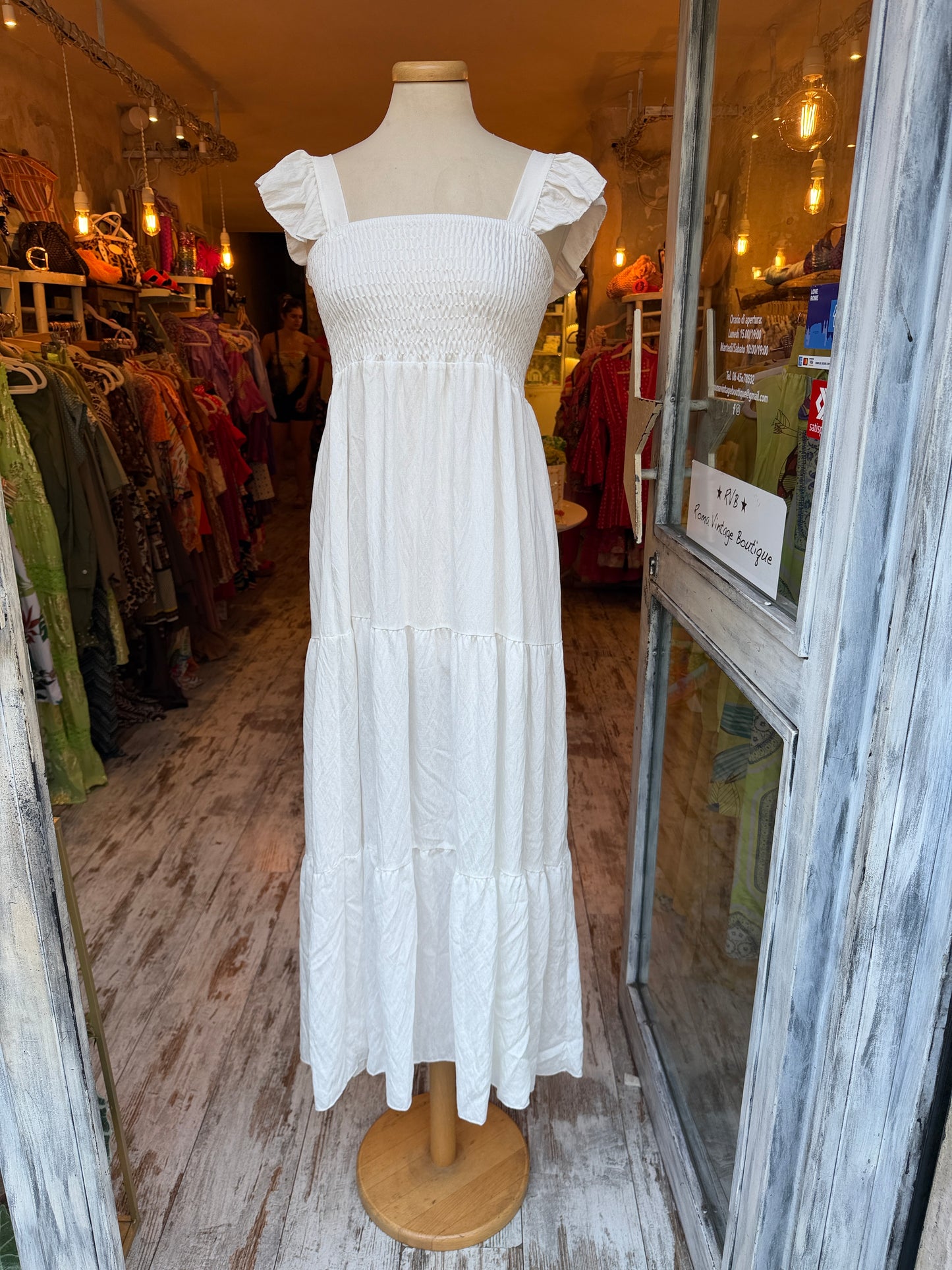 ABITO LONGUETTE BIANCO CORPETTO SMOCK