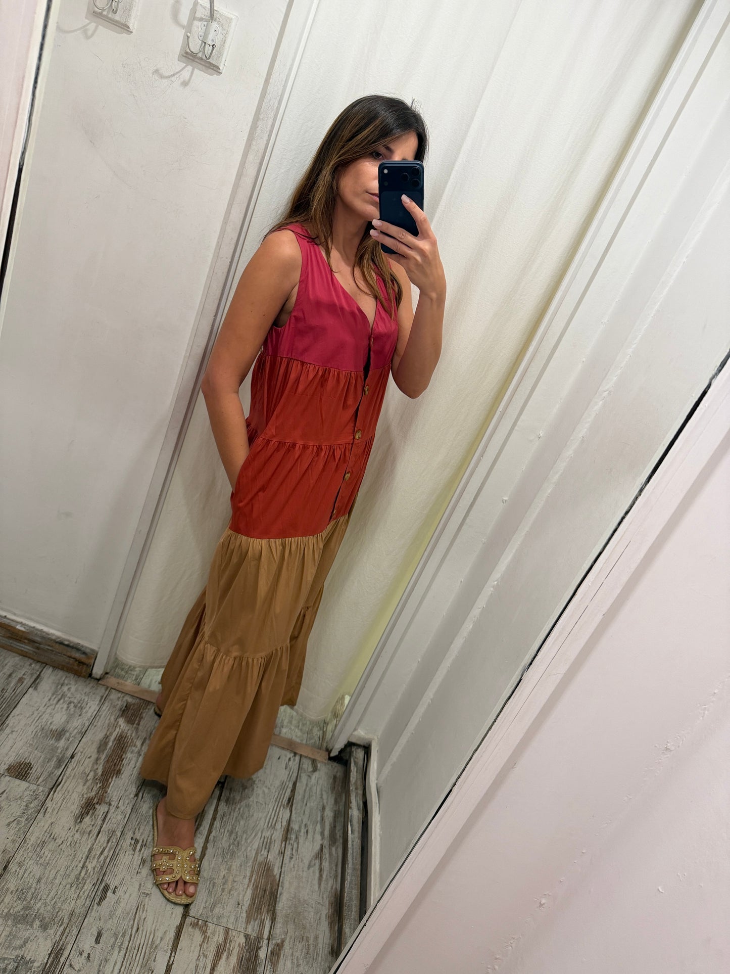 ABITO SEMICOUTURE LUNGO 3 COLORI A BALZE