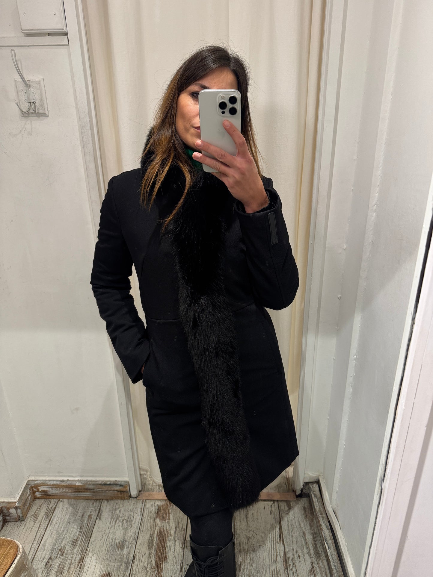 CAPPOTTO PRADA CON PELLICCIA NERO