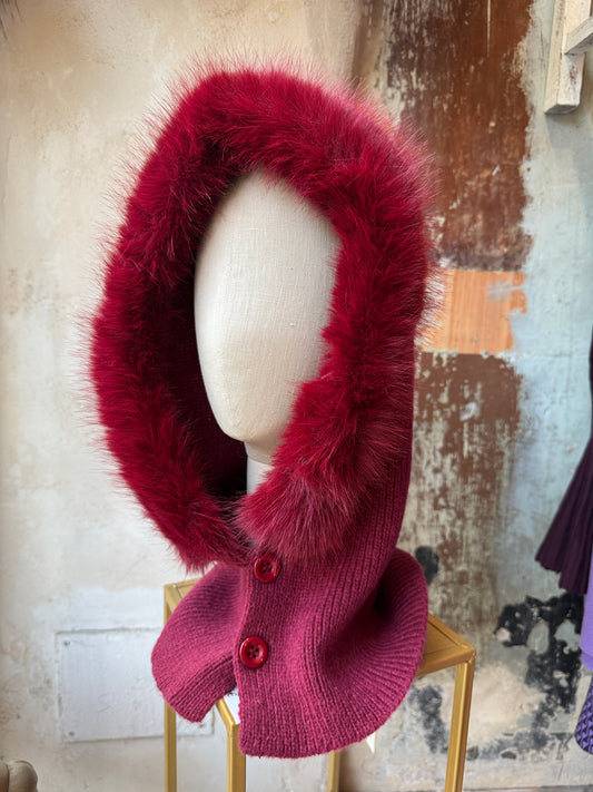 BALACLAVA BORDEAUX con ECOPELLICCIA