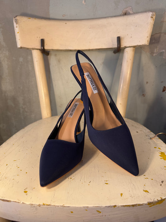 DECOLLETÈ SLINGBACK BLU TESSUTO