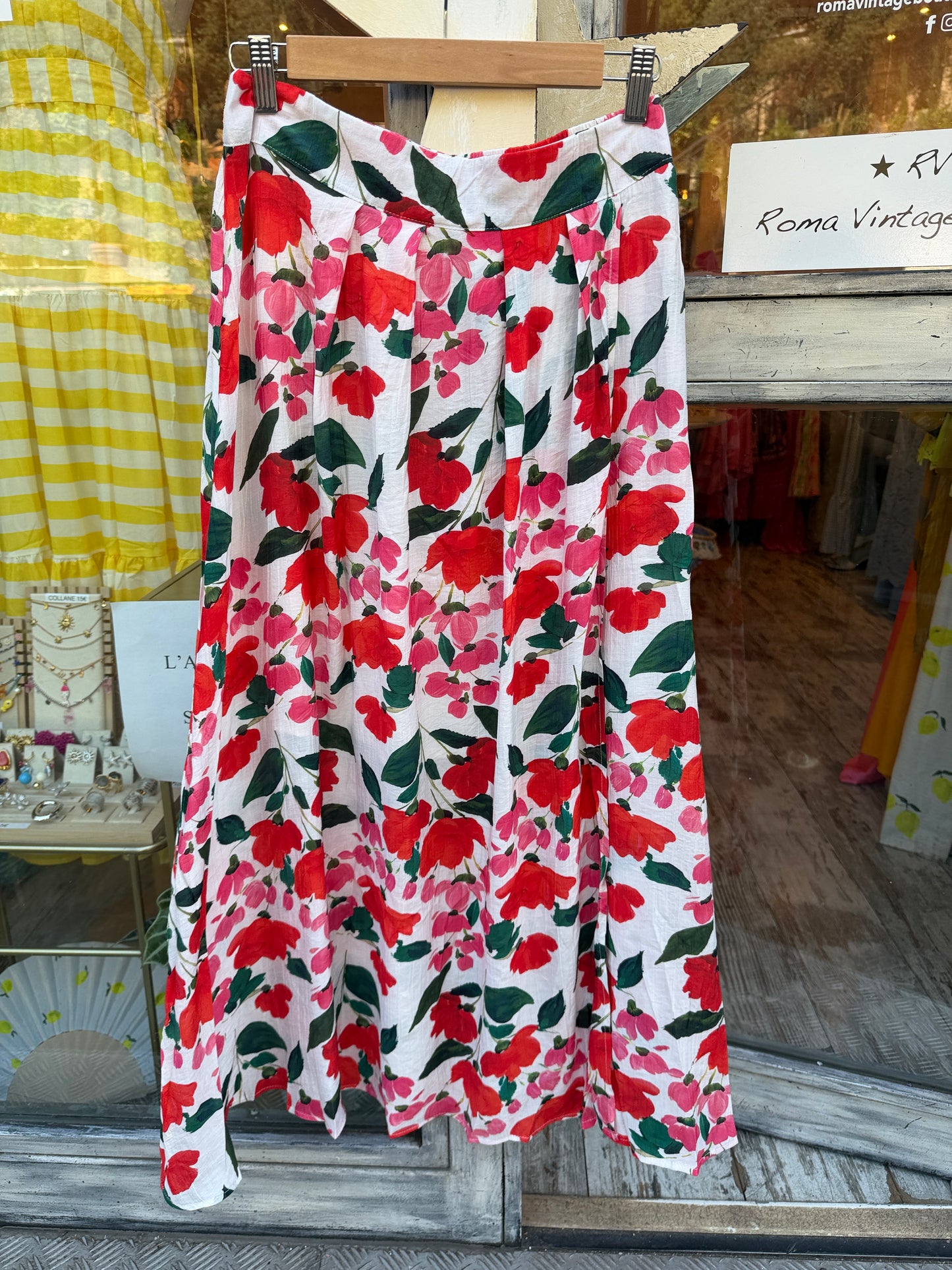GONNA LONGUETTE BIANCO FIORI ARANCIO E FOGLIE