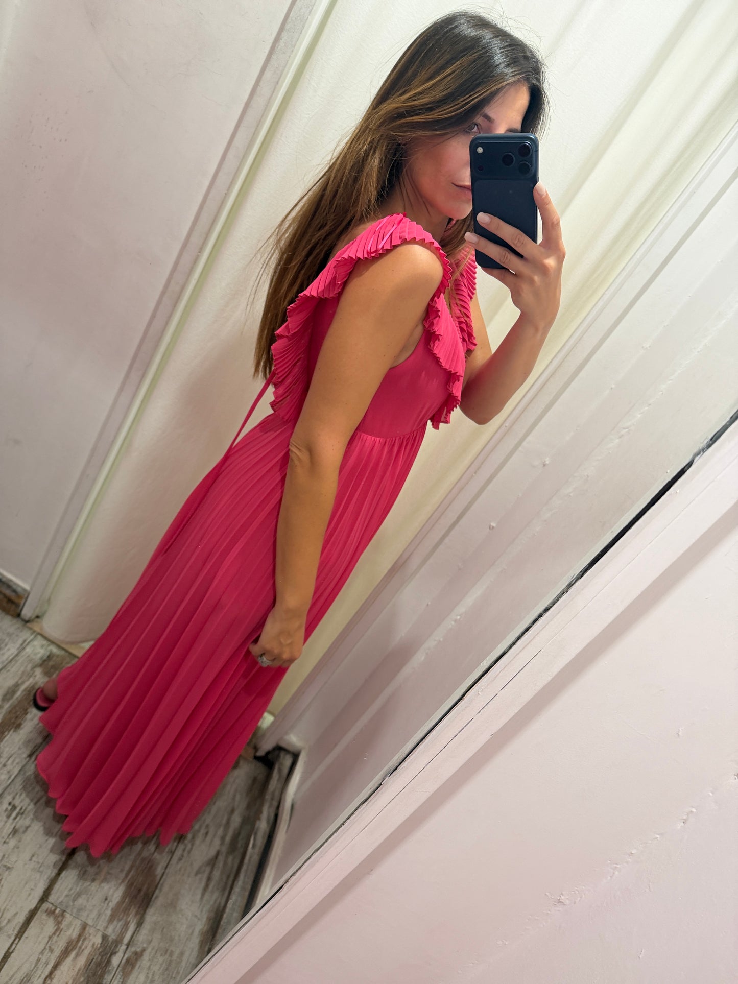 ABITO TWIN SET PLISSÈ FUCSIA