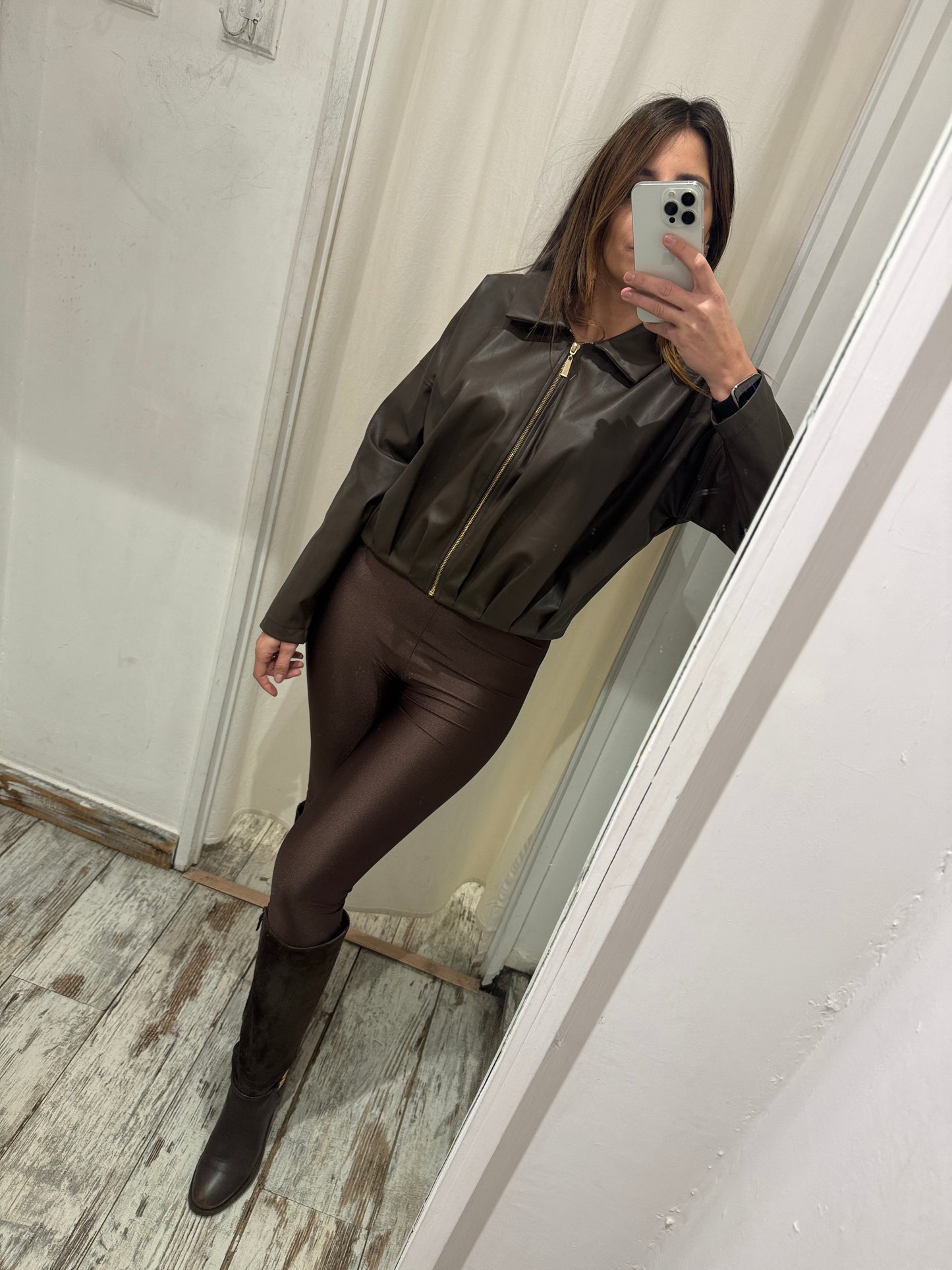 NEW COLLECTION - BOMBER ECOPELLE MARRONE