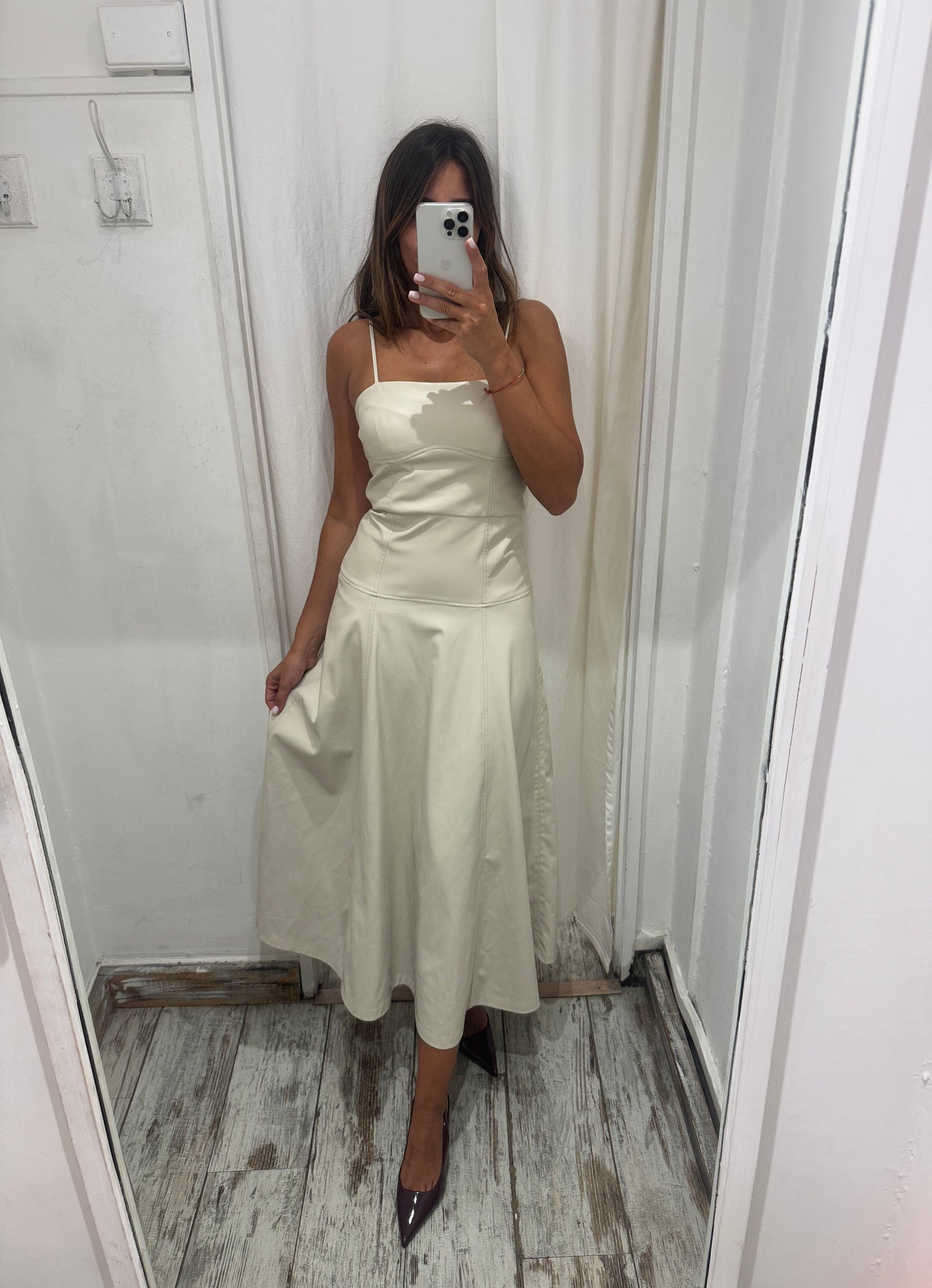ABITO ZARA LONGUETTE ECOPELLE PANNA