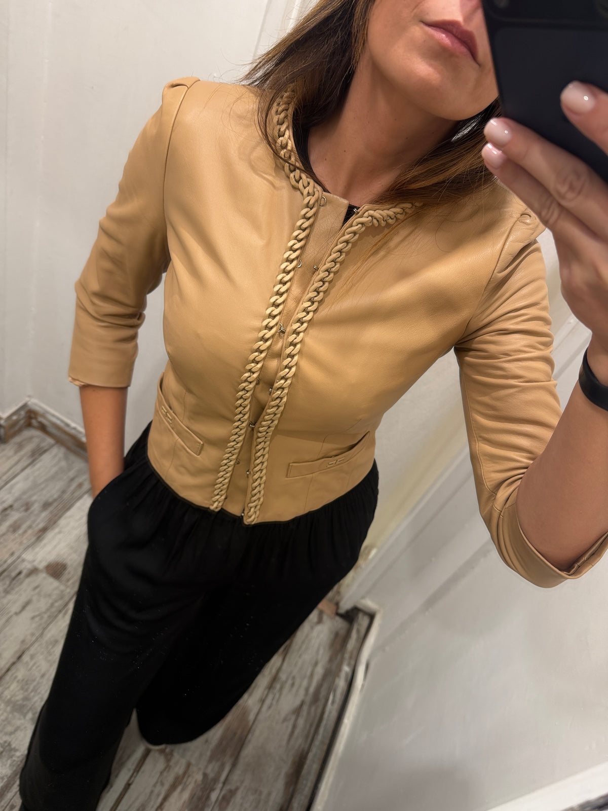 GIACCA ELISABETTA FRANCHI PELLE CAMMELLO