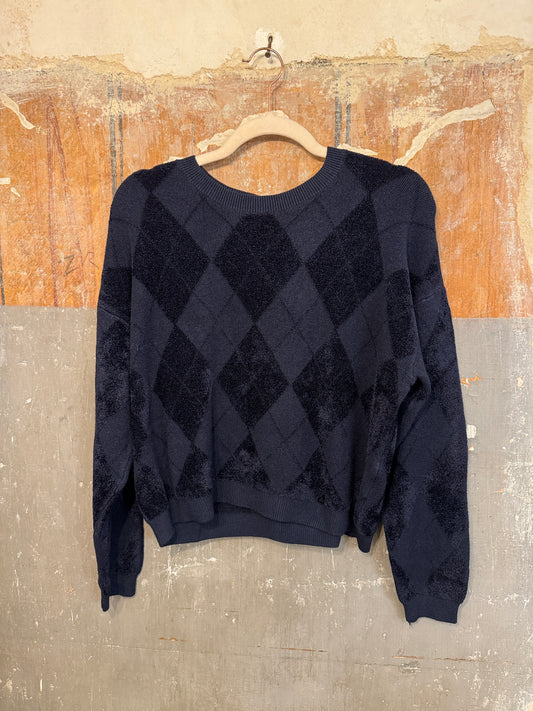 MAGLIA ROMBI CINIGLIA BLU