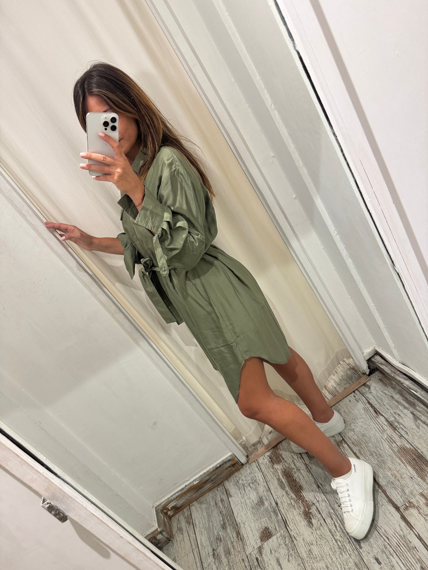 ABITO CHEMISIER MIDI VERDE MILITARE