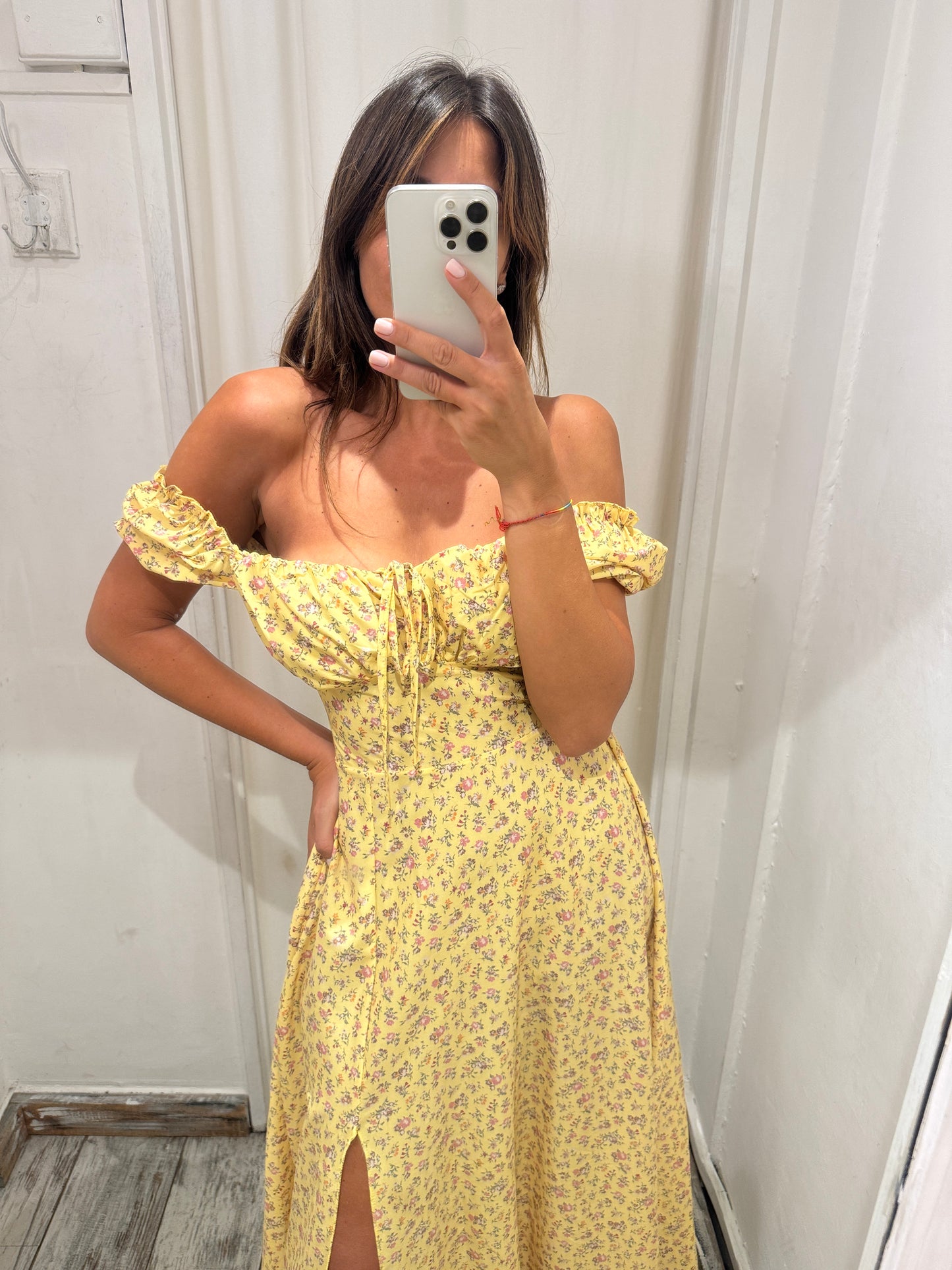 ABITO LUNGO GIALLO FLOREALE