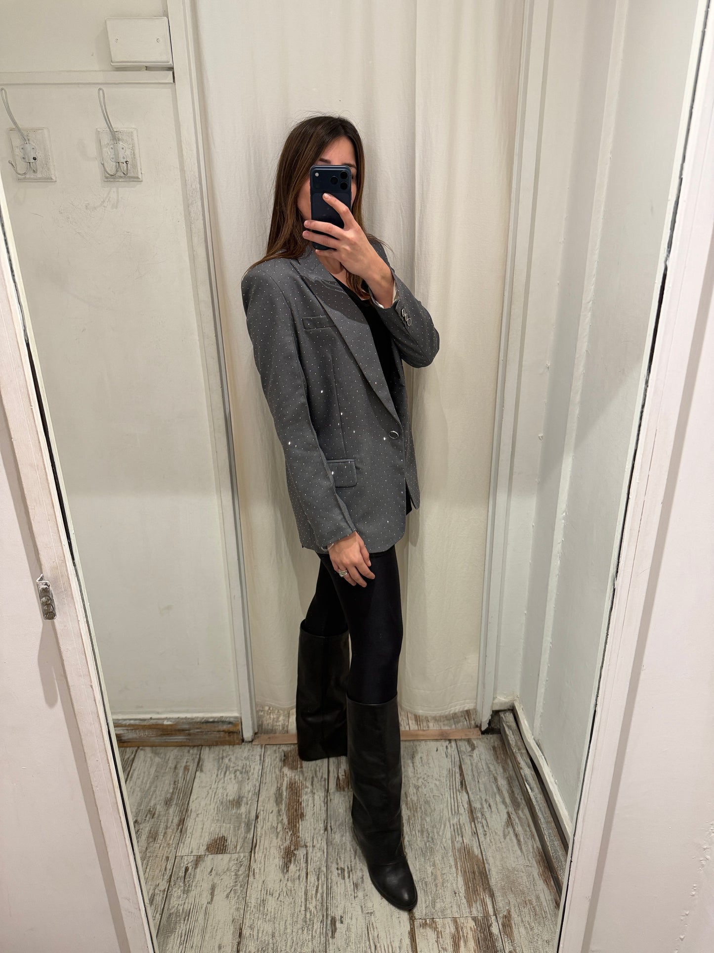 NEW COLLECTION - BLAZER SIMONA CORSELLINI GRIGIO CON STRASS