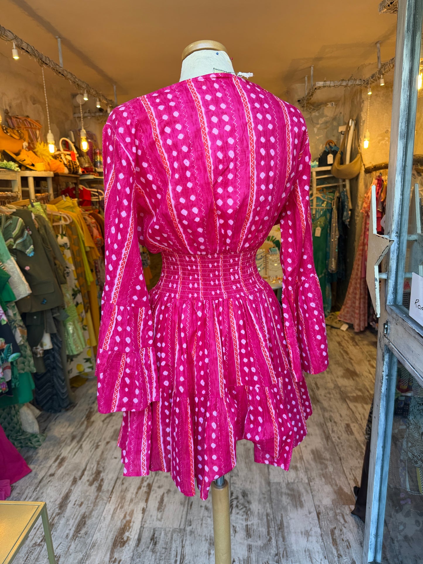 ABITO IN COTONE FUCSIA